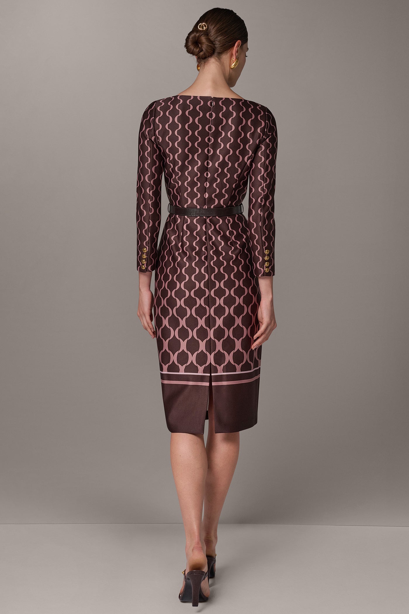 BOATNECK GEOMETRIC MIDI SHEATH VIEW 3