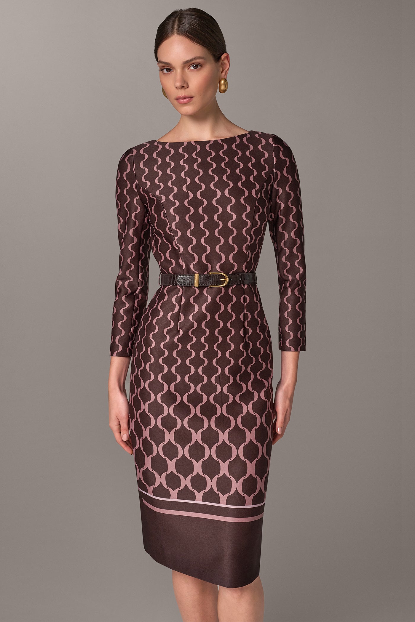BOATNECK GEOMETRIC MIDI SHEATH VIEW 7
