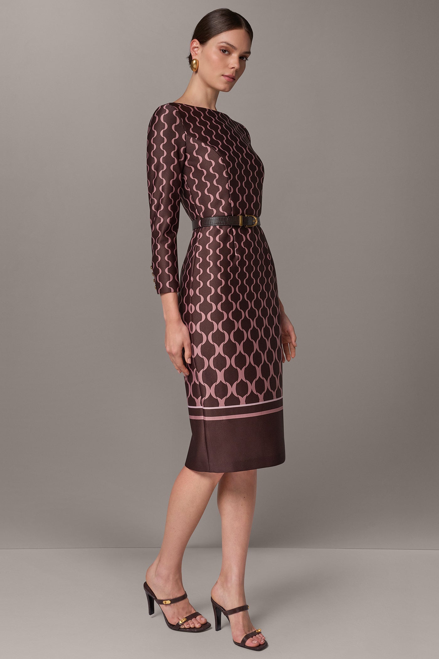 BOATNECK GEOMETRIC MIDI SHEATH VIEW 4