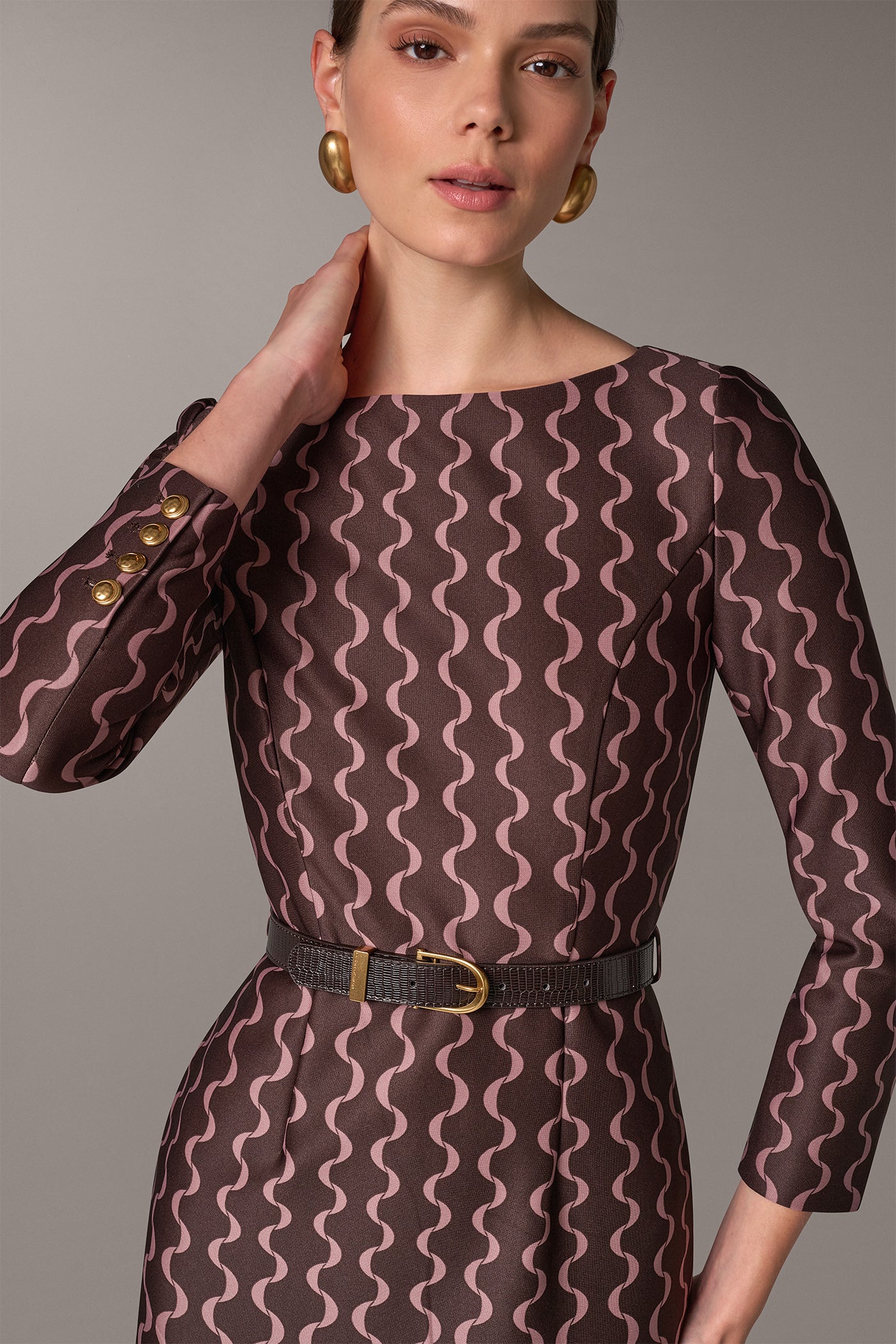 BOATNECK GEOMETRIC MIDI SHEATH VIEW 2