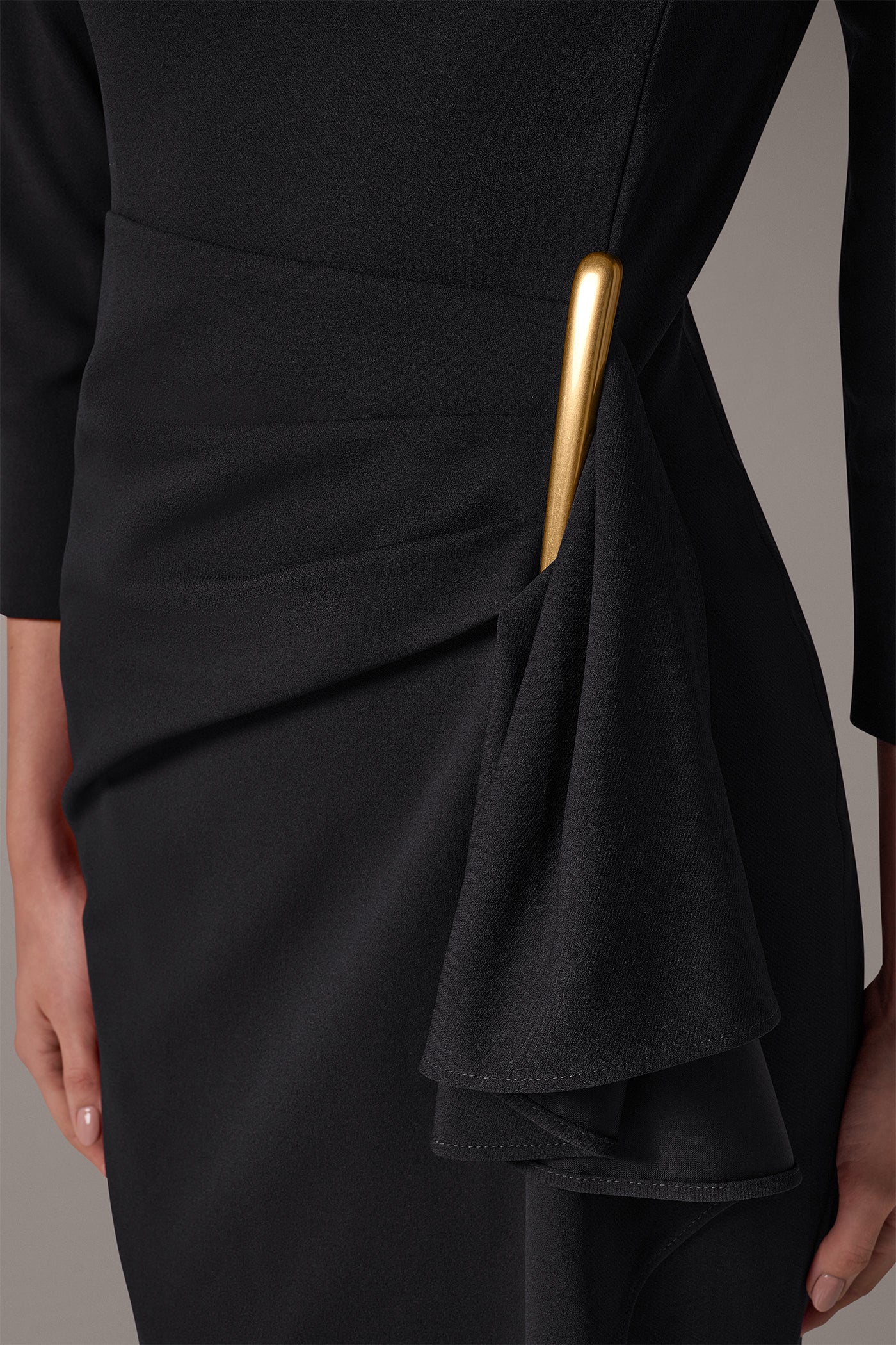 BOATNECK SIDE RUFFLE MIDI SHEATH VIEW 6