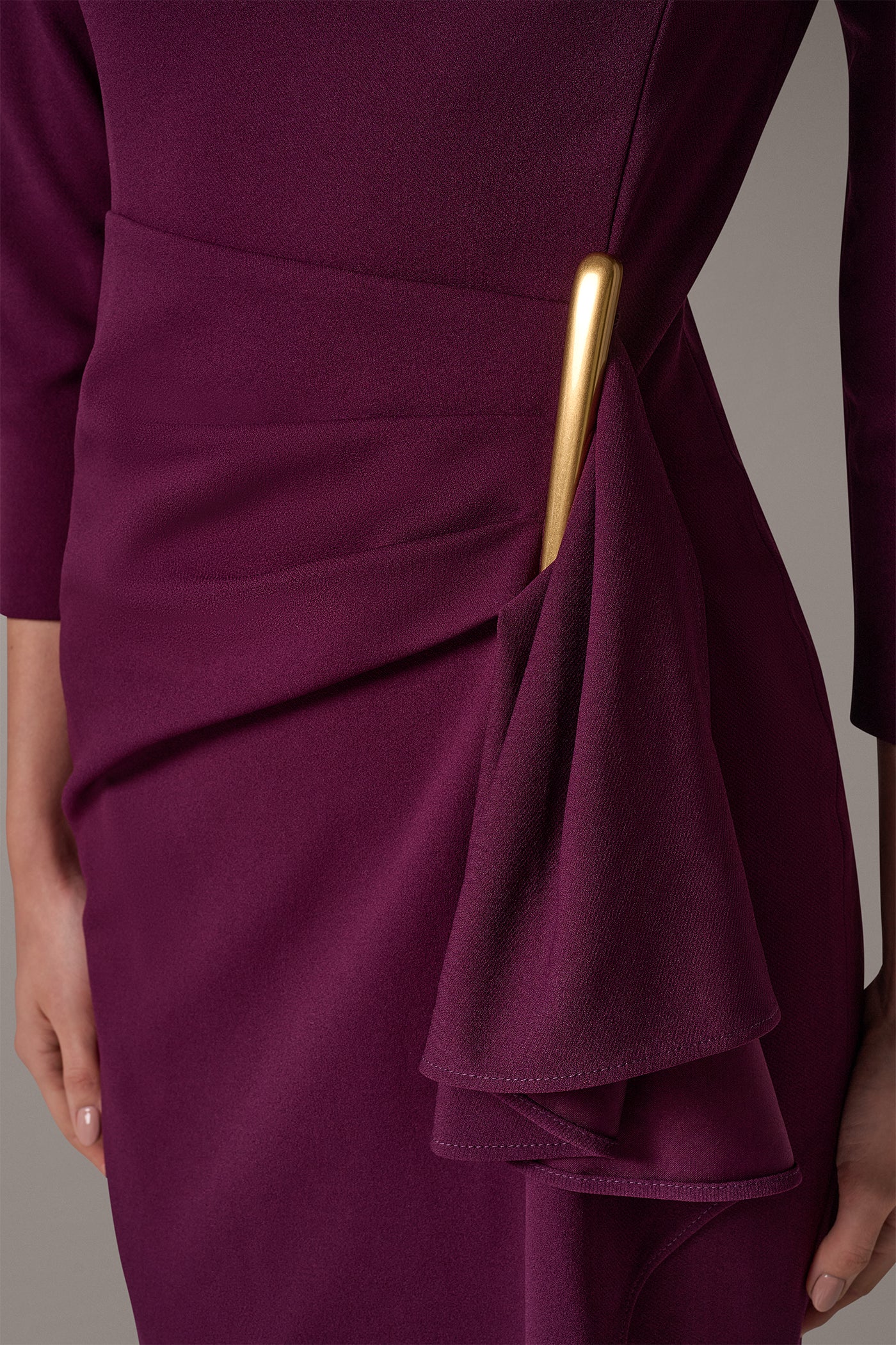 BOATNECK SIDE RUFFLE MIDI SHEATH VIEW 5