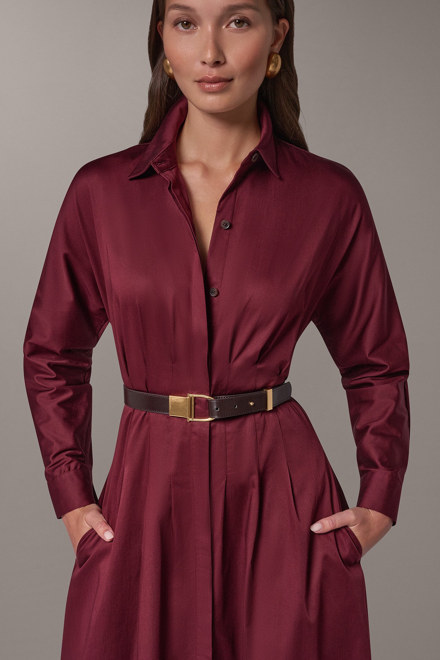 COTTON SATEEN MIDI SHIRT DRESS VIEW 4