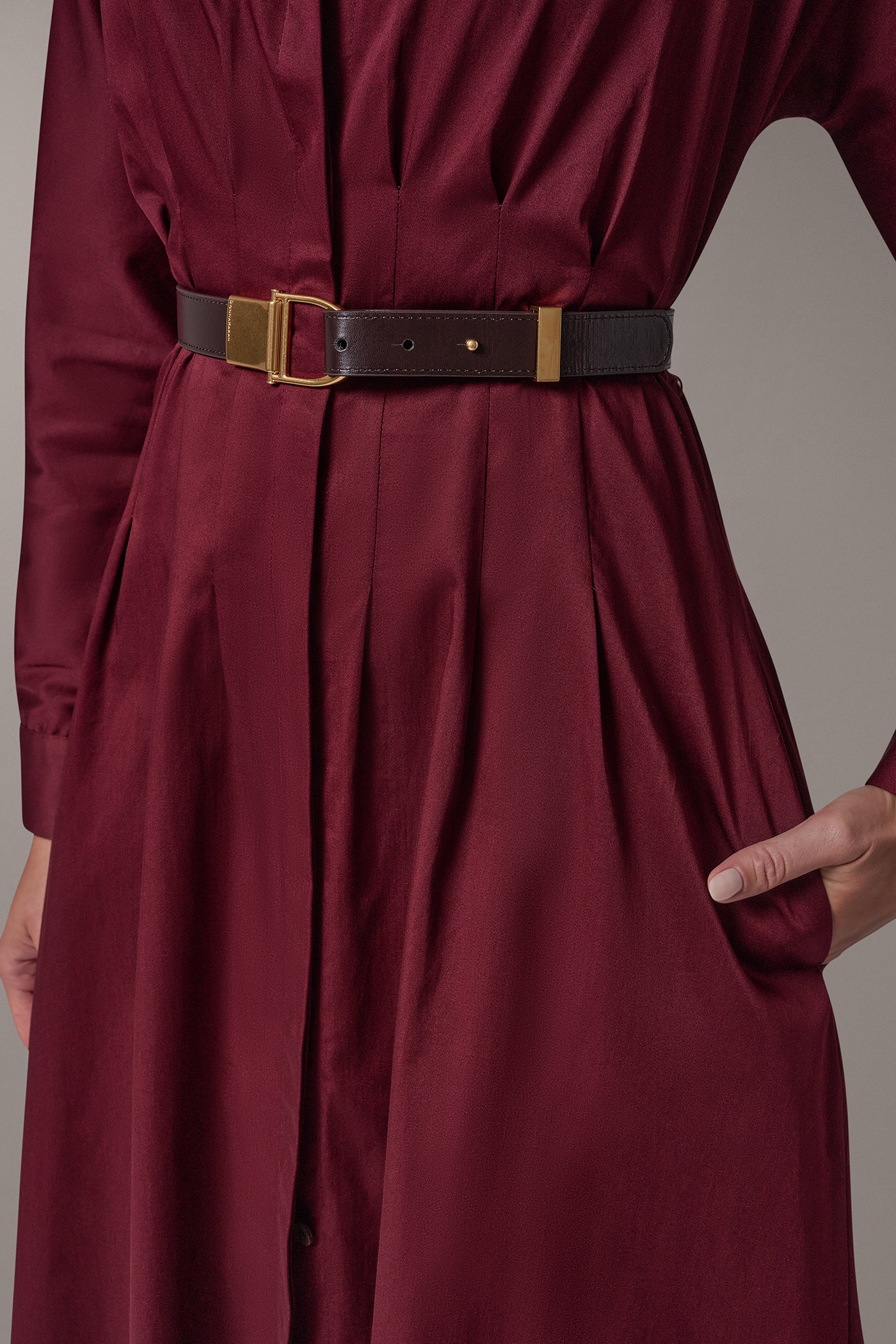 COTTON SATEEN MIDI SHIRT DRESS VIEW 6