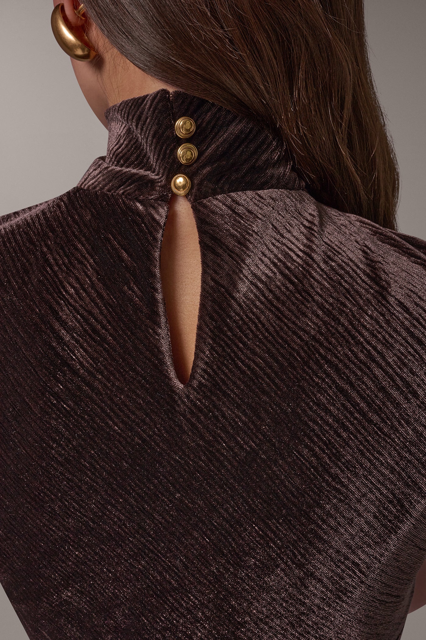 VELVET MOCK NECK MIDI DRESS VIEW 5