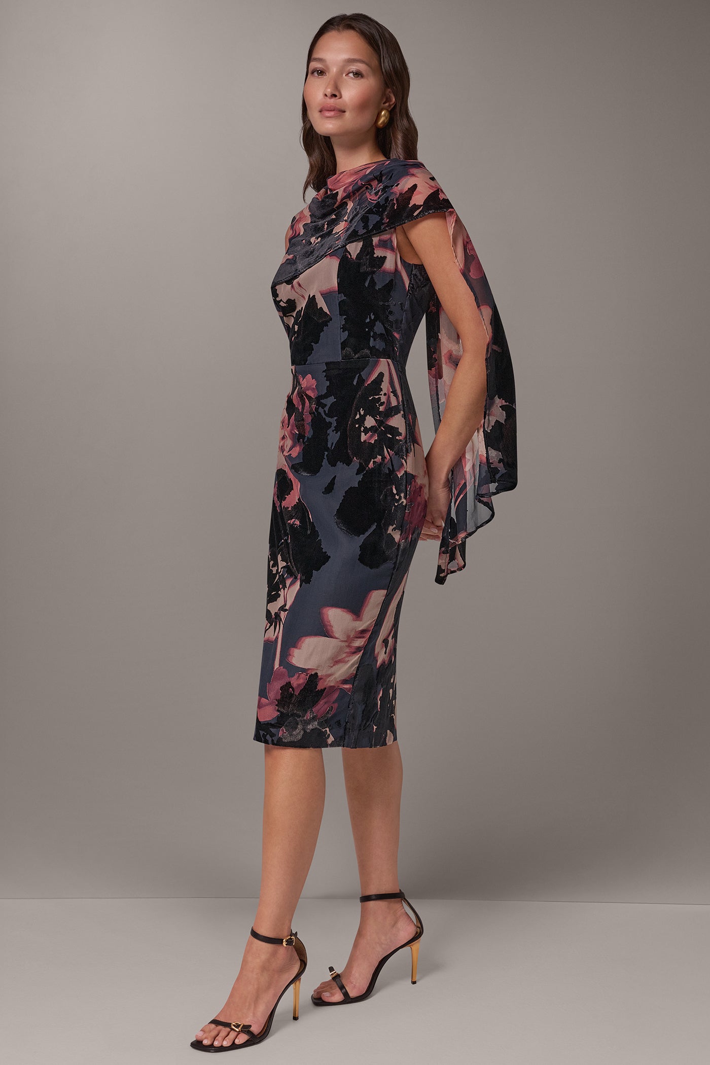 FLORAL VELVET BURNOUT SHEATH VIEW 4 | Clothing