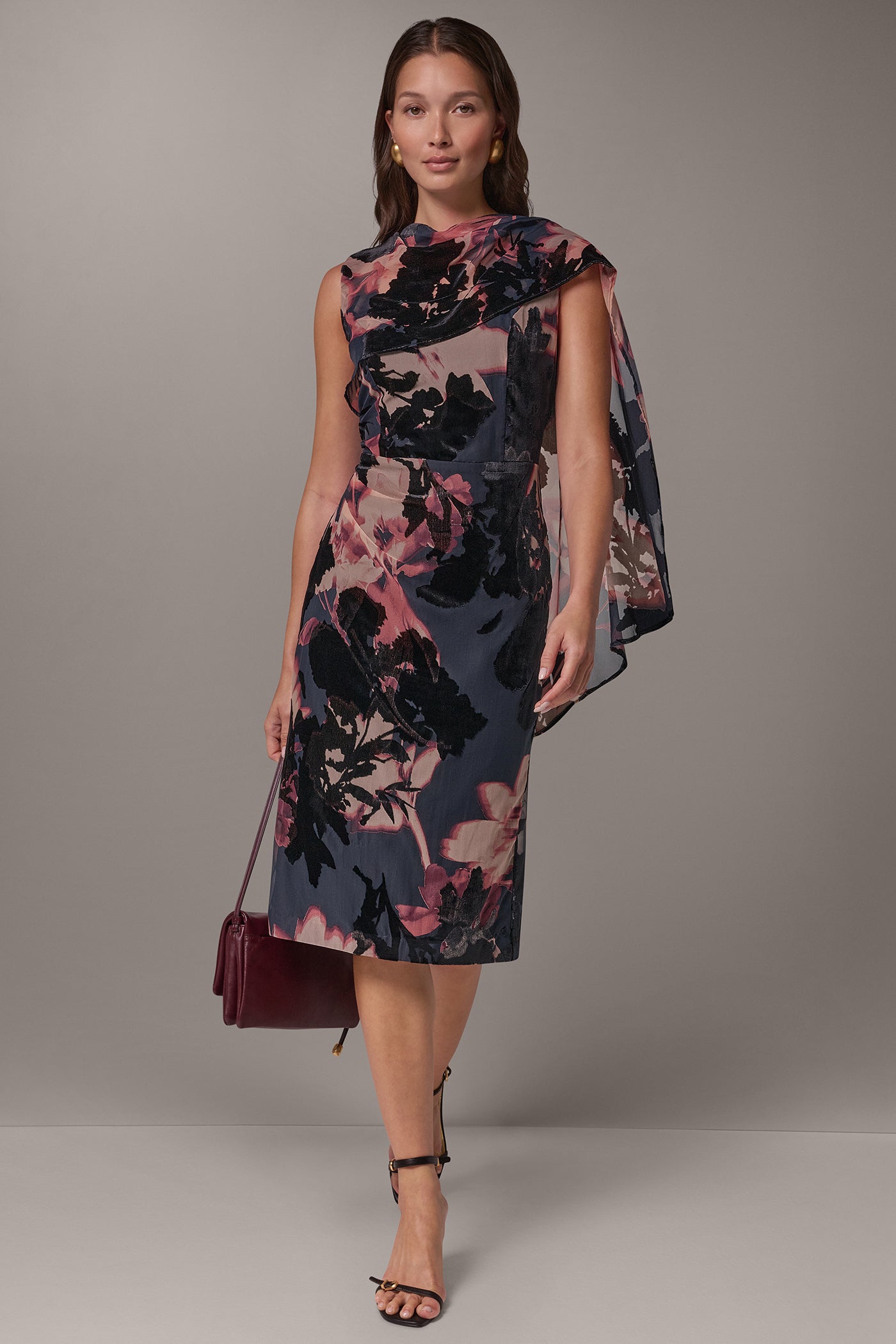 FLORAL VELVET BURNOUT SHEATH
