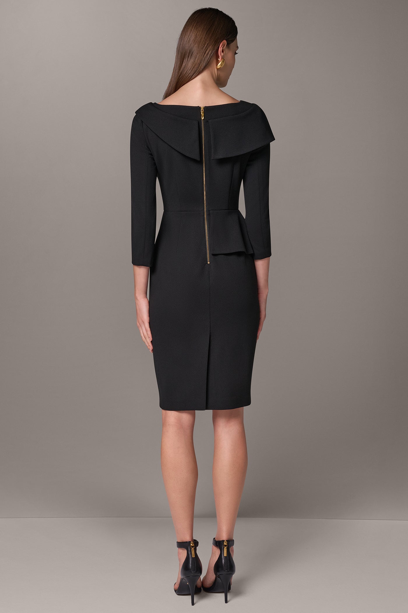 FOLDOVER BOATNECK MIDI PEPLUM SHEATH VIEW 3 | Clothing