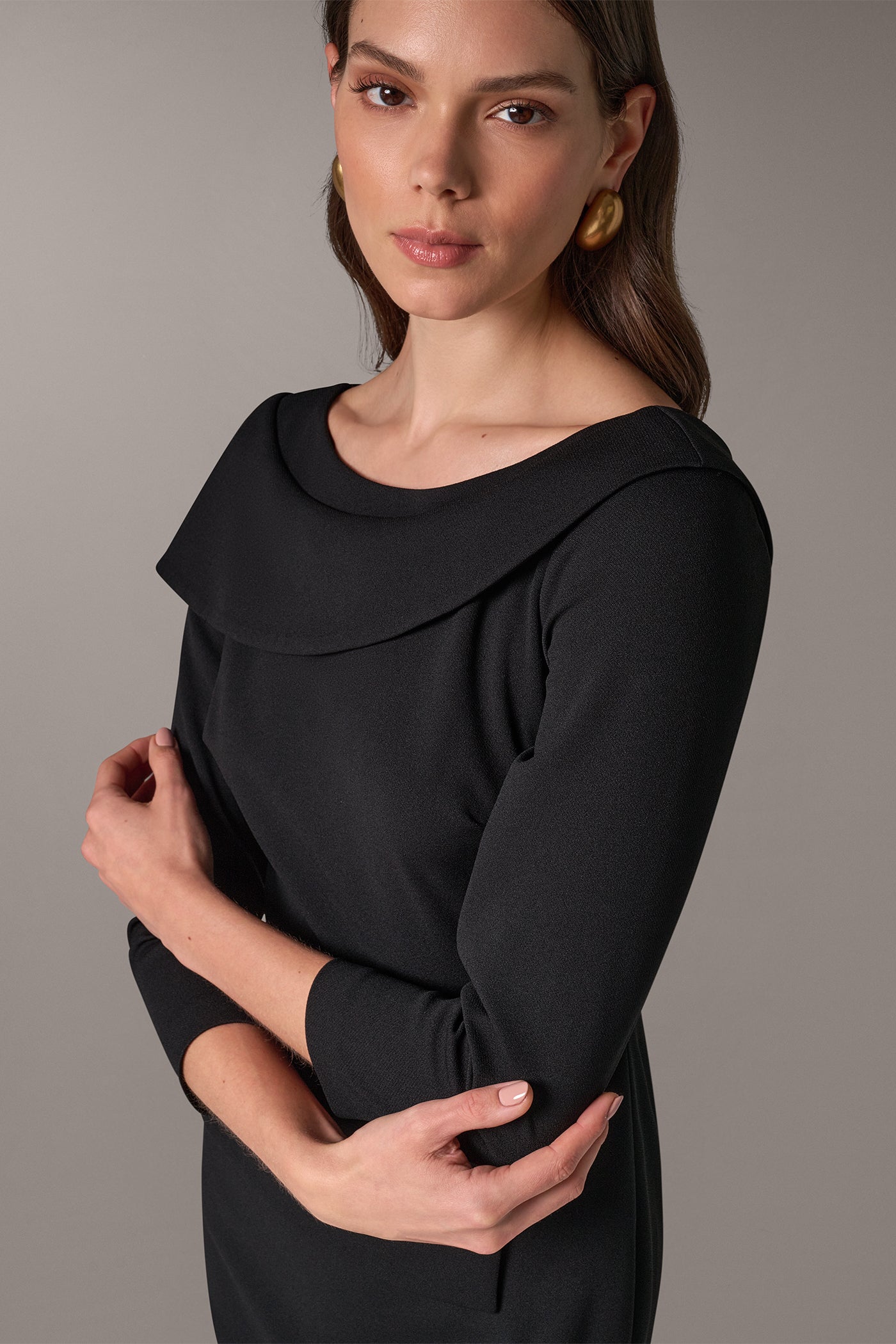 FOLDOVER BOATNECK MIDI PEPLUM SHEATH VIEW 4 | Clothing