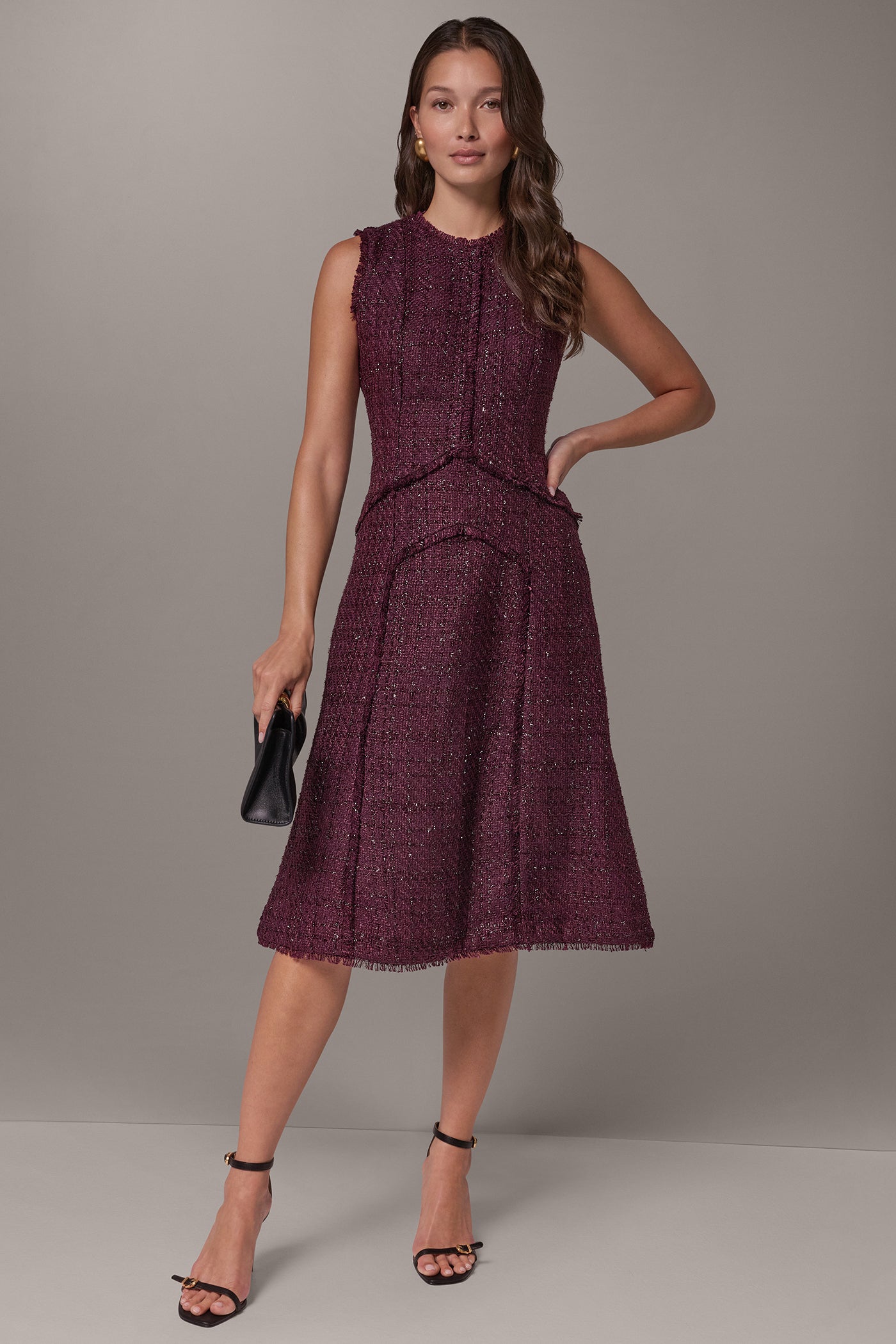 TWEED MIDI DRESS VIEW 1 | New Arrivals