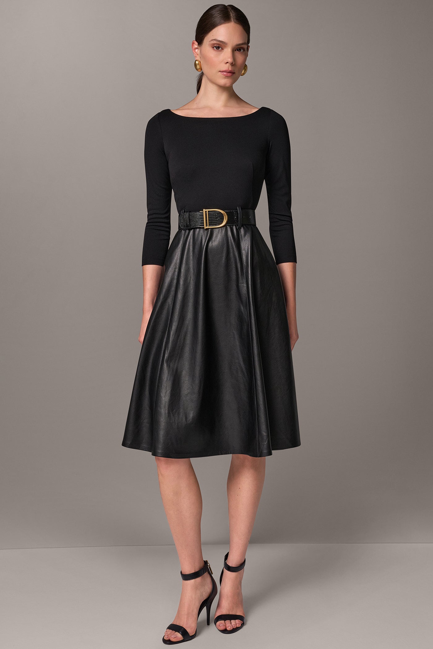 MIXED MEDIA MIDI DRESS