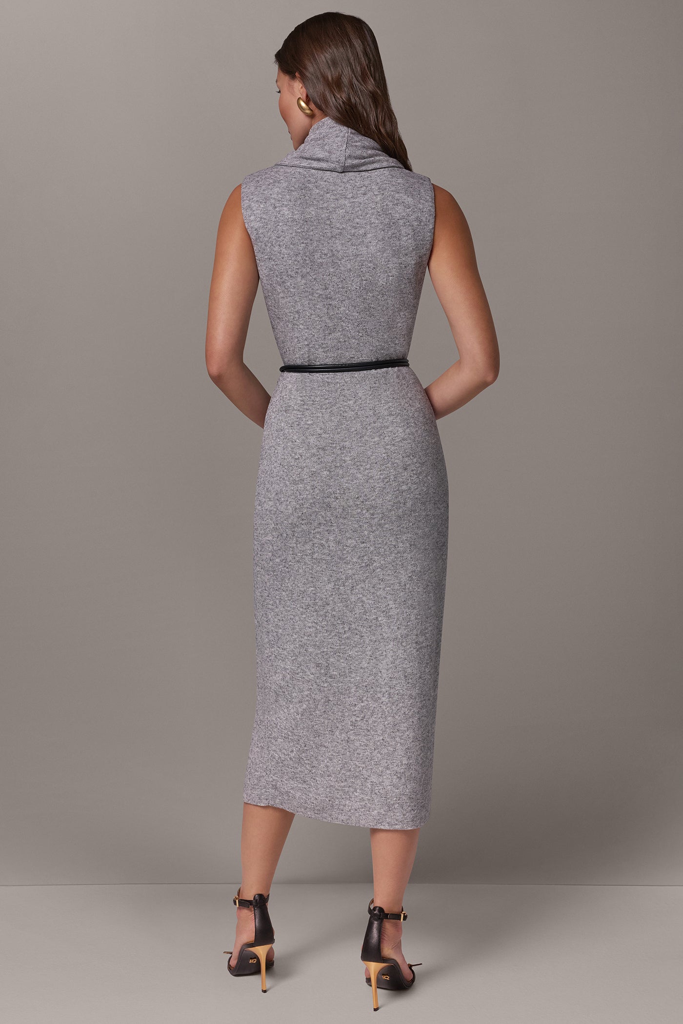 SCARF COWL NECK SWEATER DRESS VIEW 3