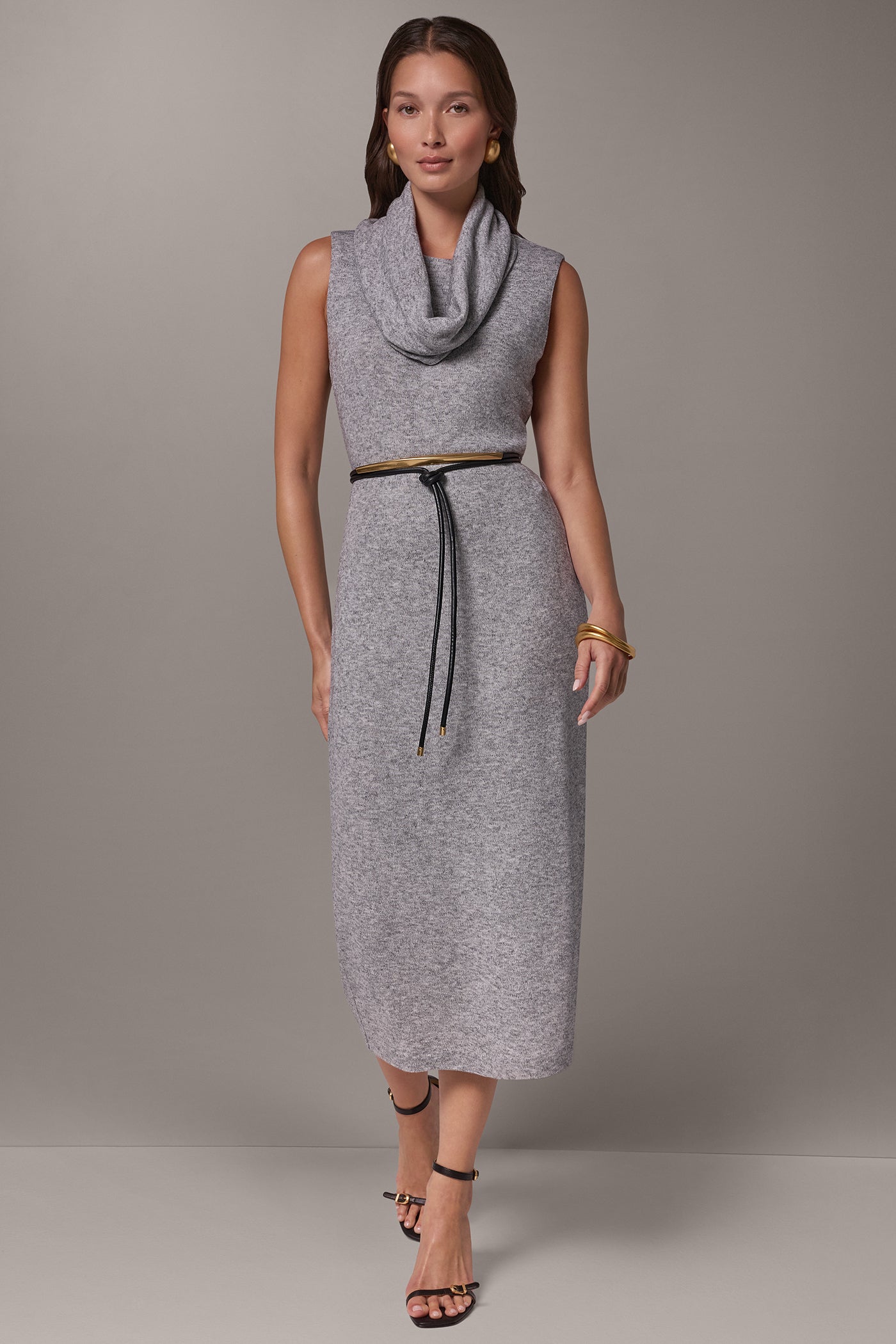 SCARF COWL NECK SWEATER DRESS VIEW 5
