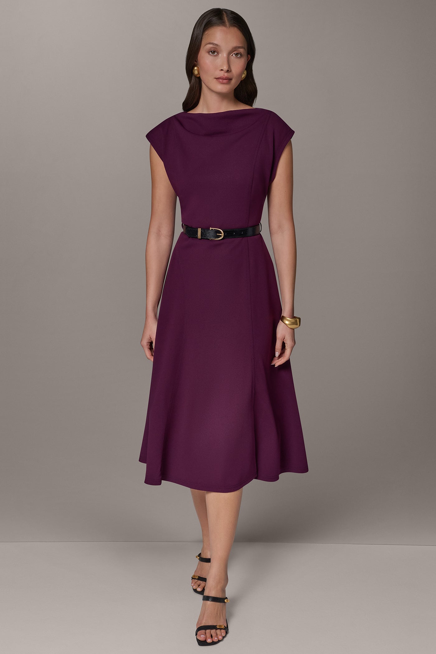 CAP SLEEVE BOATNECK MIDI DRESS VIEW 8