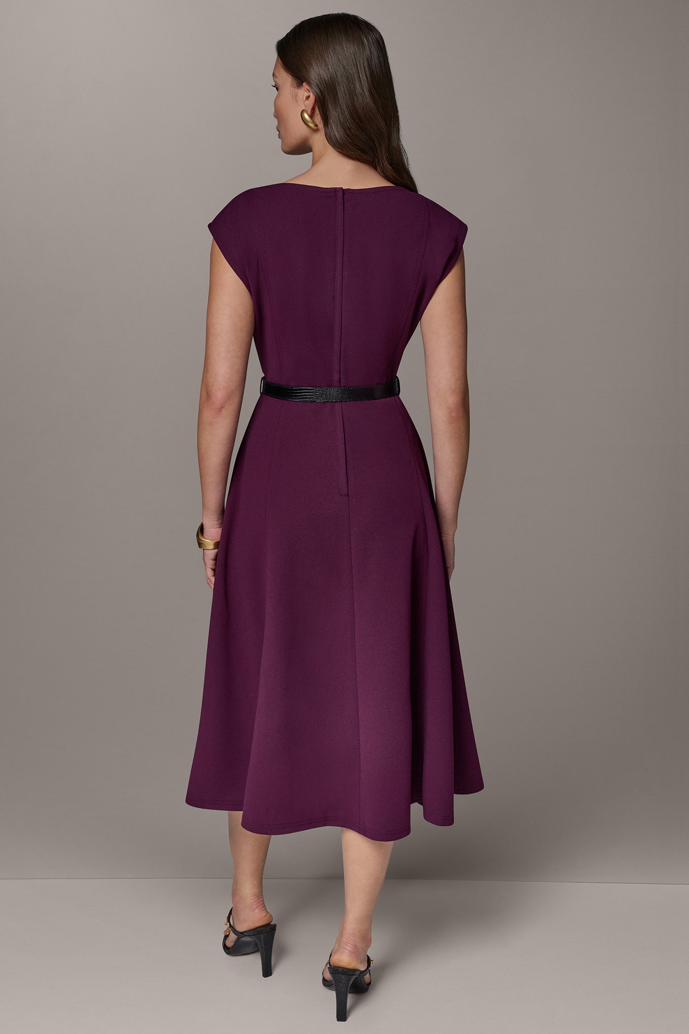 CAP SLEEVE BOATNECK MIDI DRESS VIEW 3