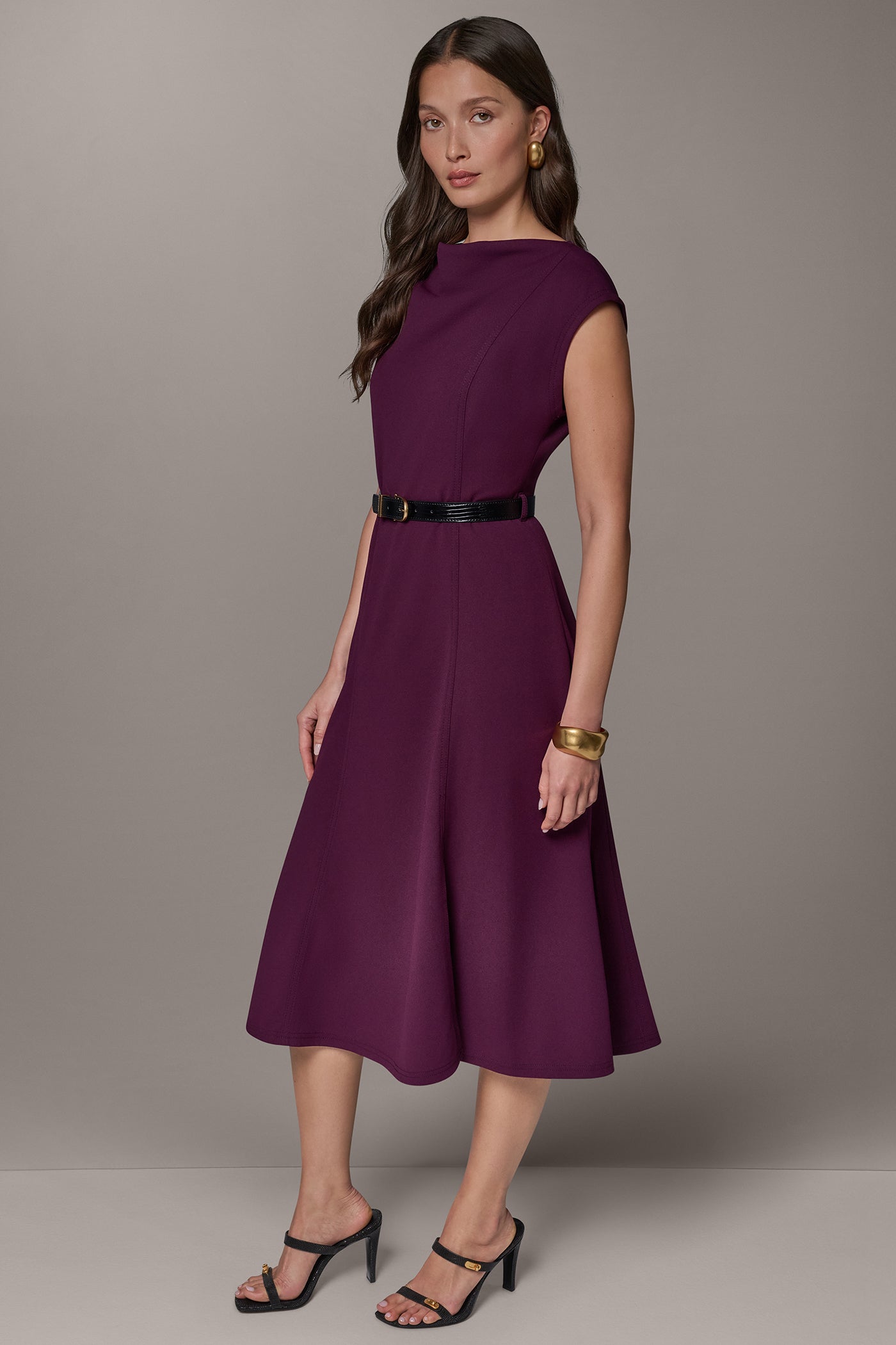 CAP SLEEVE BOATNECK MIDI DRESS VIEW 2
