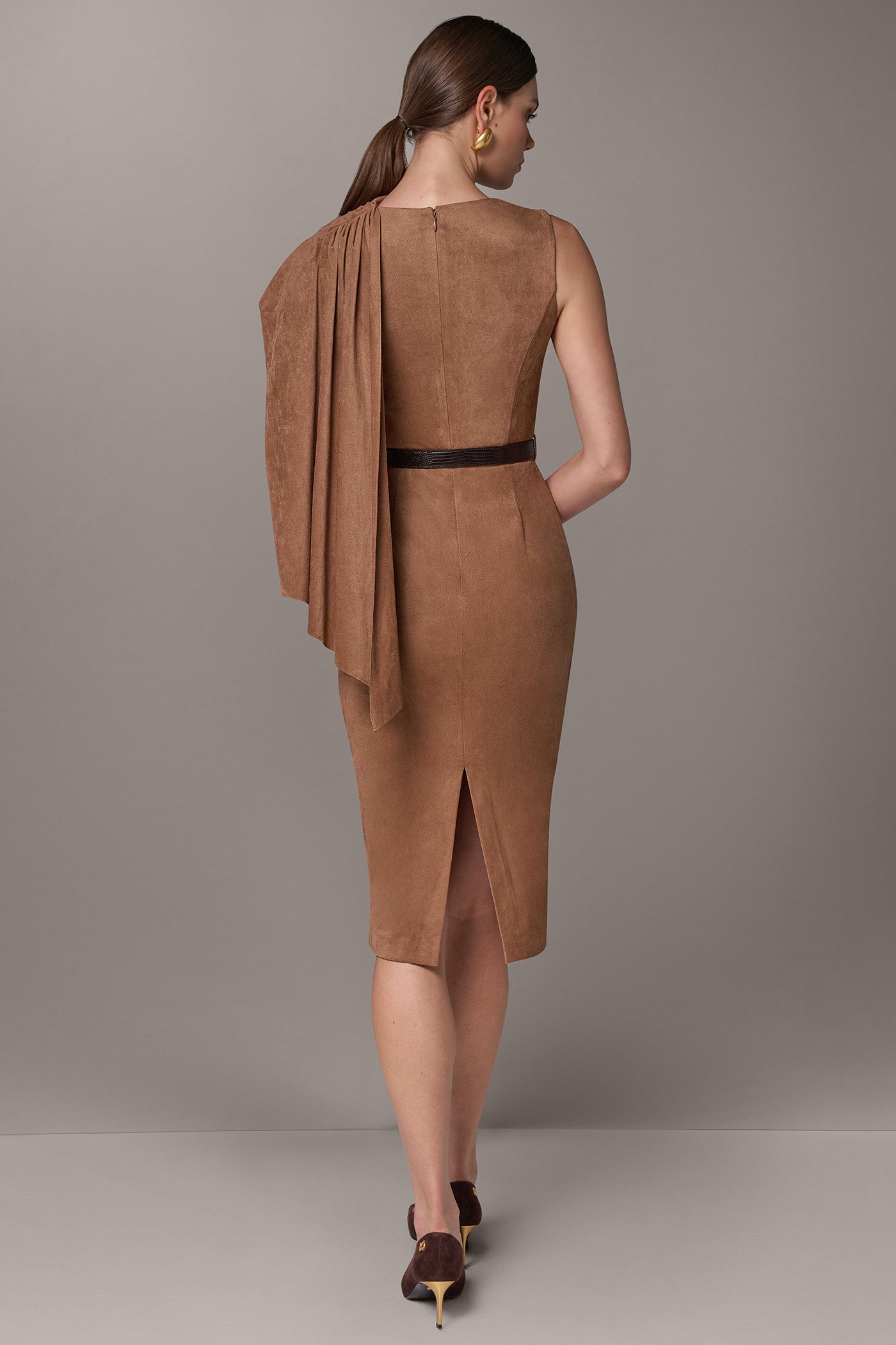 SHOULDER DRAPE MIDI SHEATH VIEW 3
