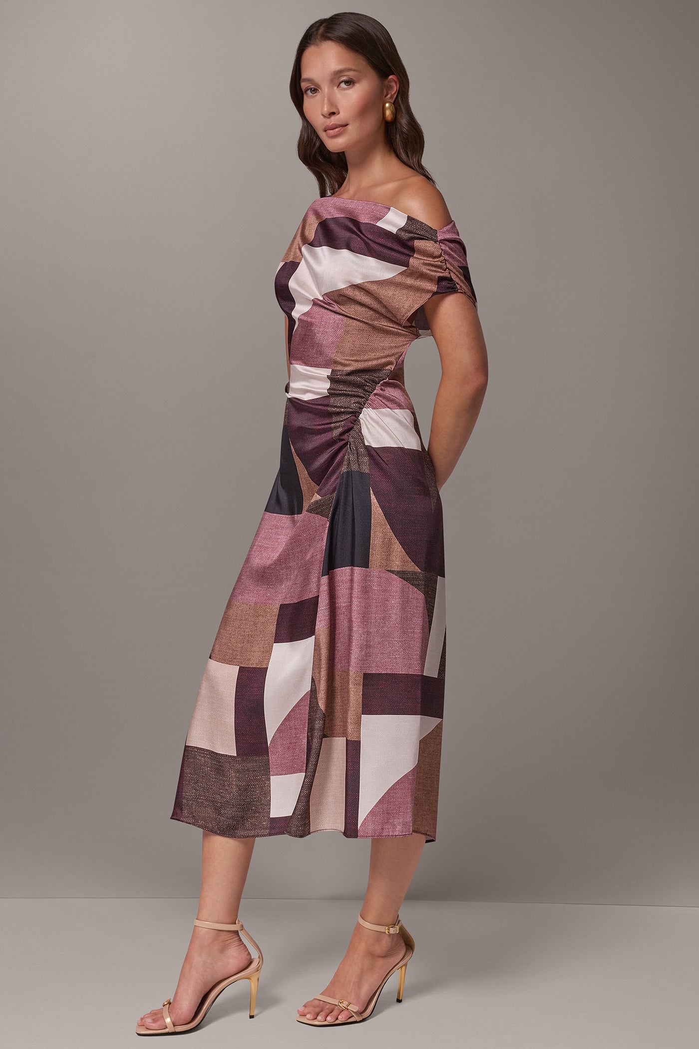 ASYMMETRIC OFF THE SHOULDER MIDI DRESS VIEW 3 | New Arrivals