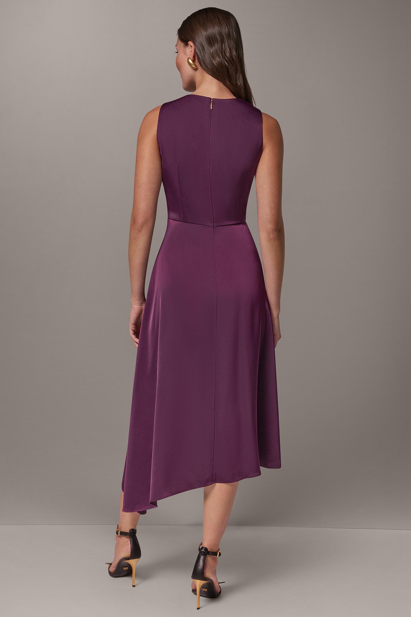 SATIN WRAP-EFFECT MIDI DRESS VIEW 3 | Event Dresses