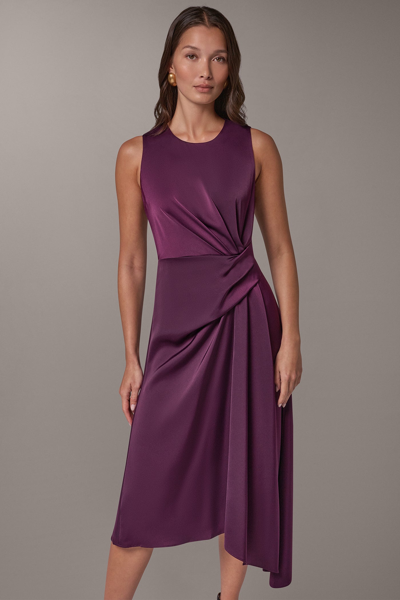 SATIN WRAP-EFFECT MIDI DRESS VIEW 7 | Event Dresses