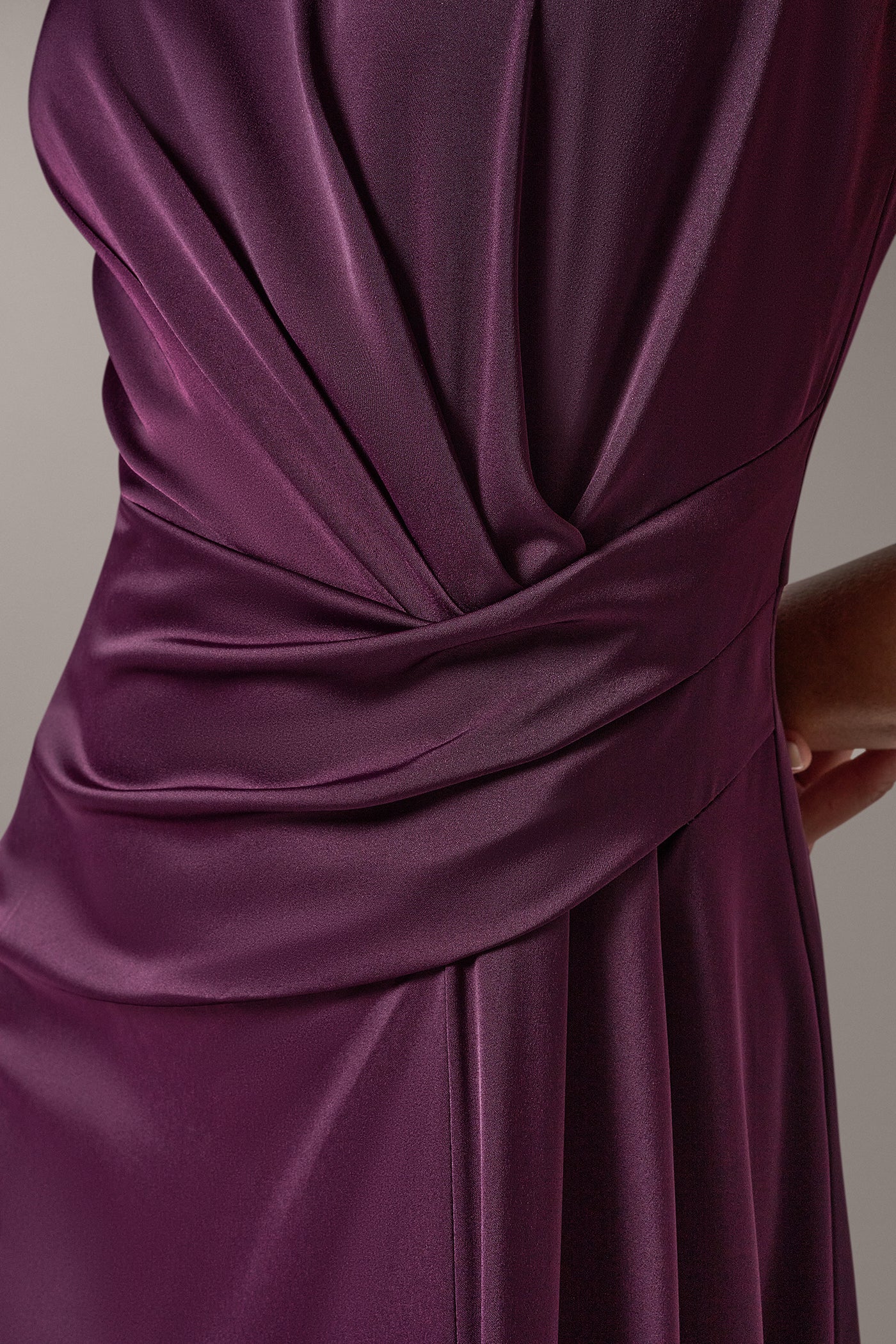 SATIN WRAP-EFFECT MIDI DRESS VIEW 6 | Event Dresses