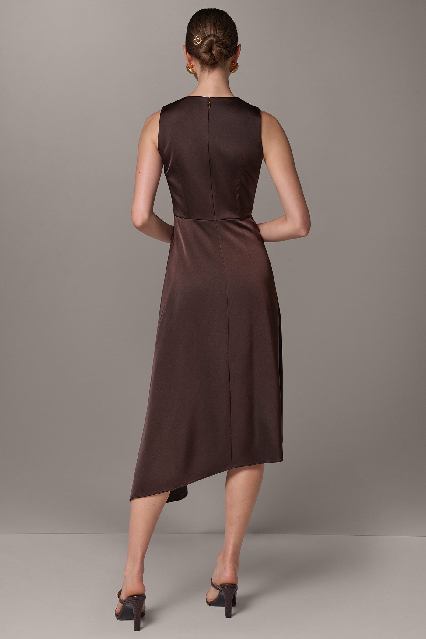 SATIN WRAP-EFFECT MIDI DRESS VIEW 7