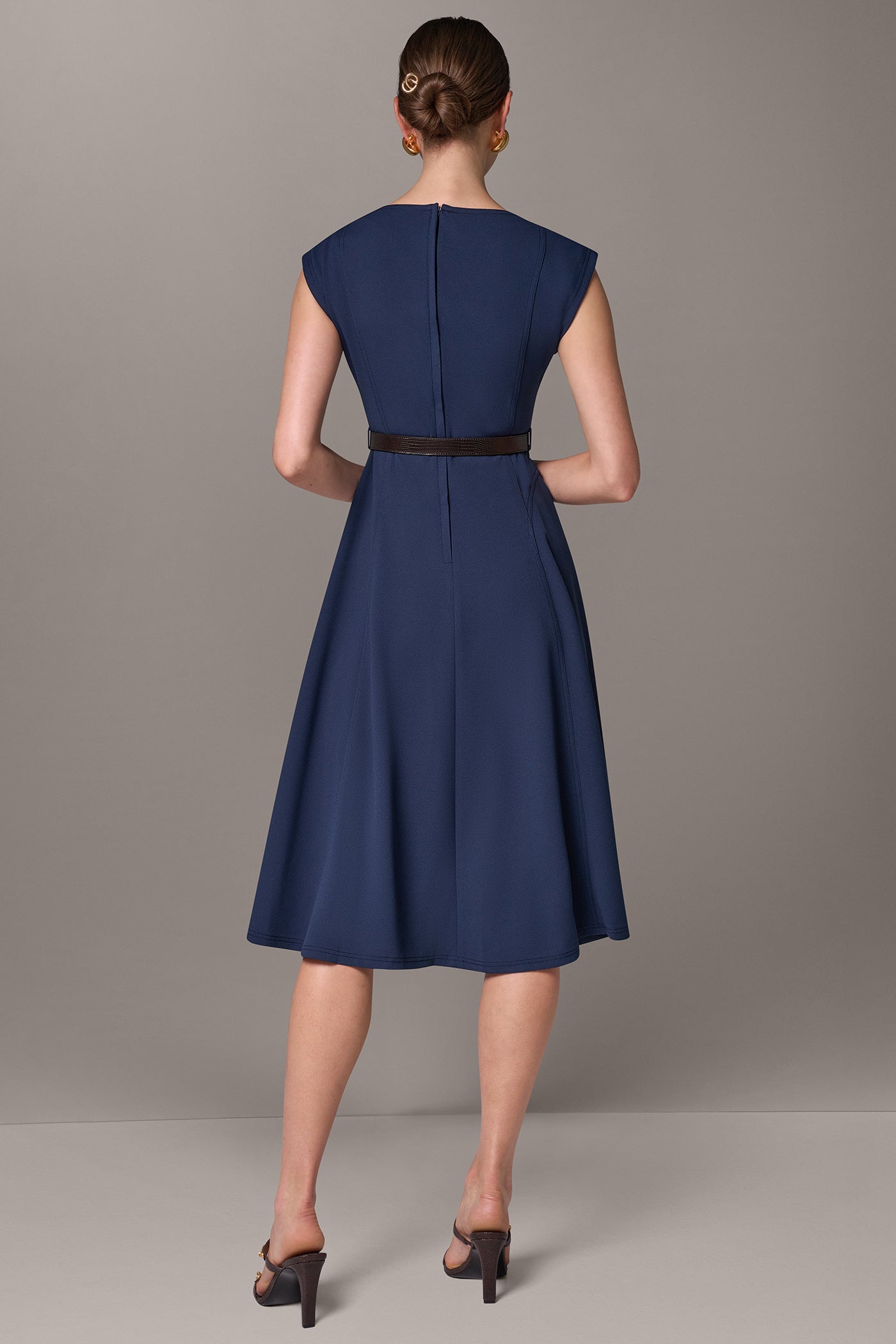 CAP SLEEVE BOATNECK MIDI DRESS VIEW 3