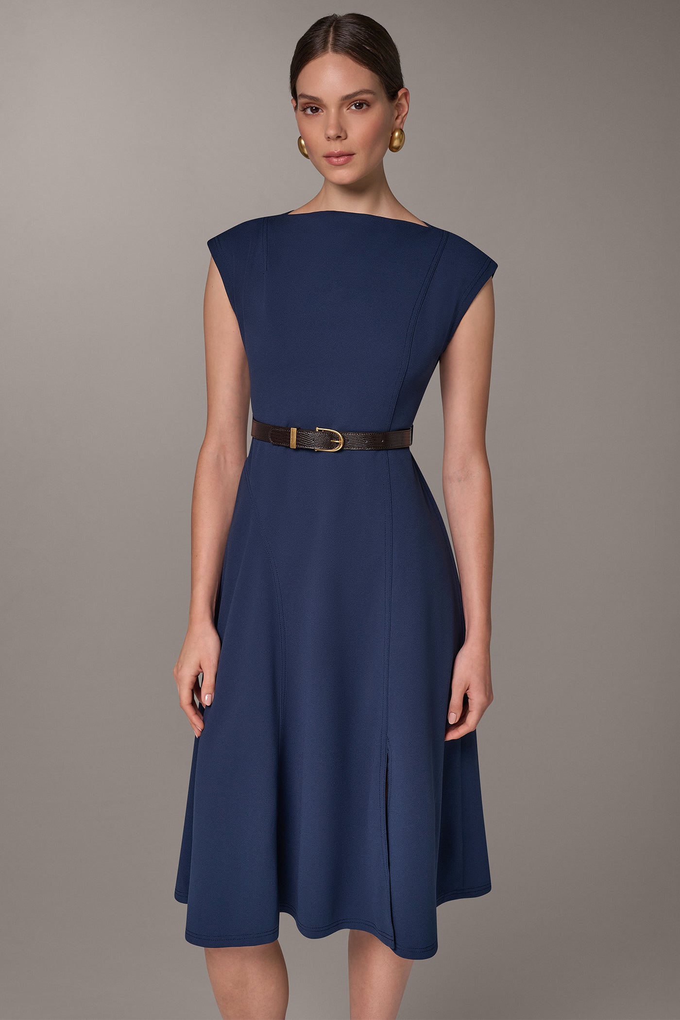CAP SLEEVE BOATNECK MIDI DRESS VIEW 6