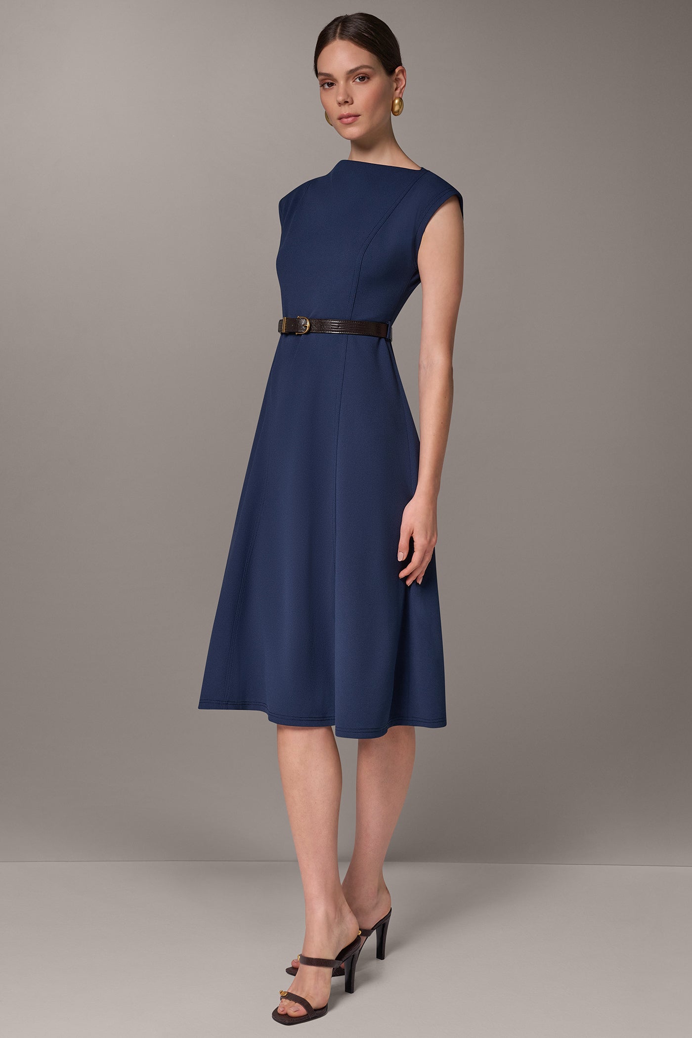 CAP SLEEVE BOATNECK MIDI DRESS VIEW 2