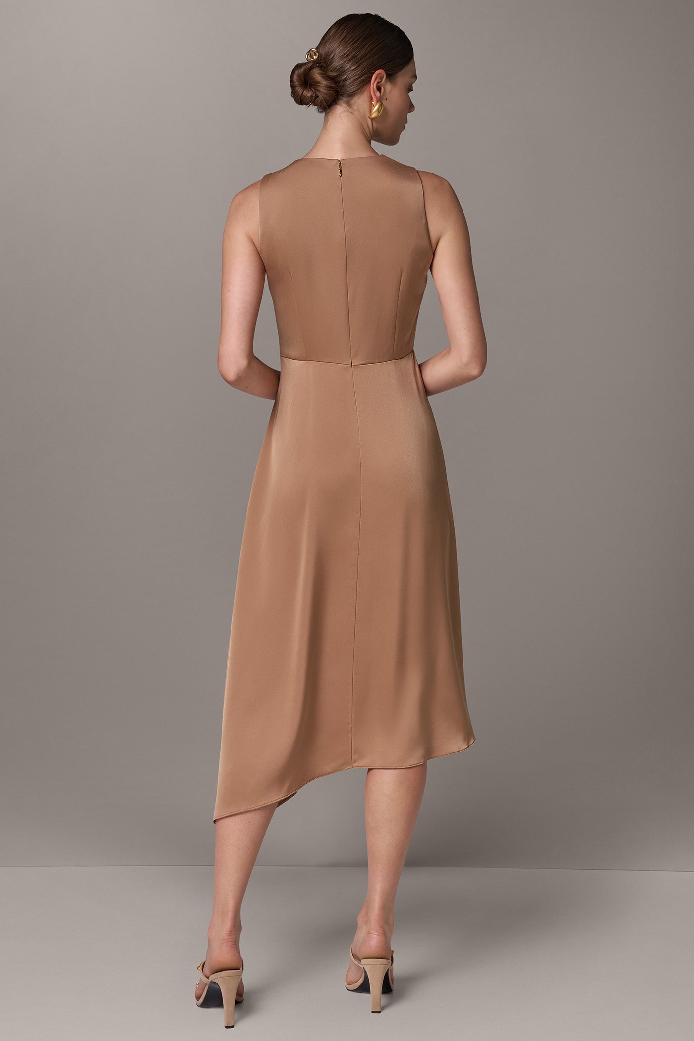 SATIN WRAP-EFFECT MIDI DRESS VIEW 4
