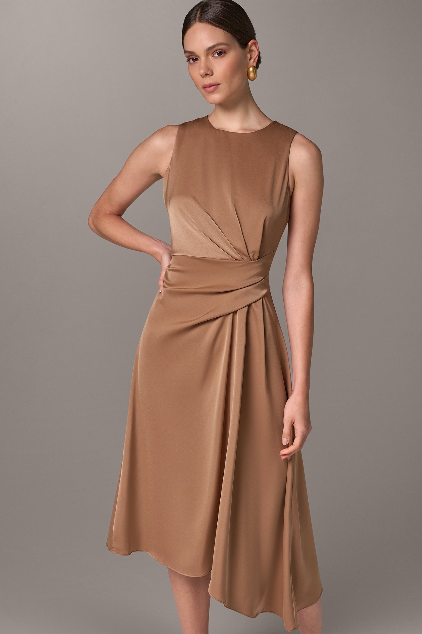 SATIN WRAP-EFFECT MIDI DRESS VIEW 2