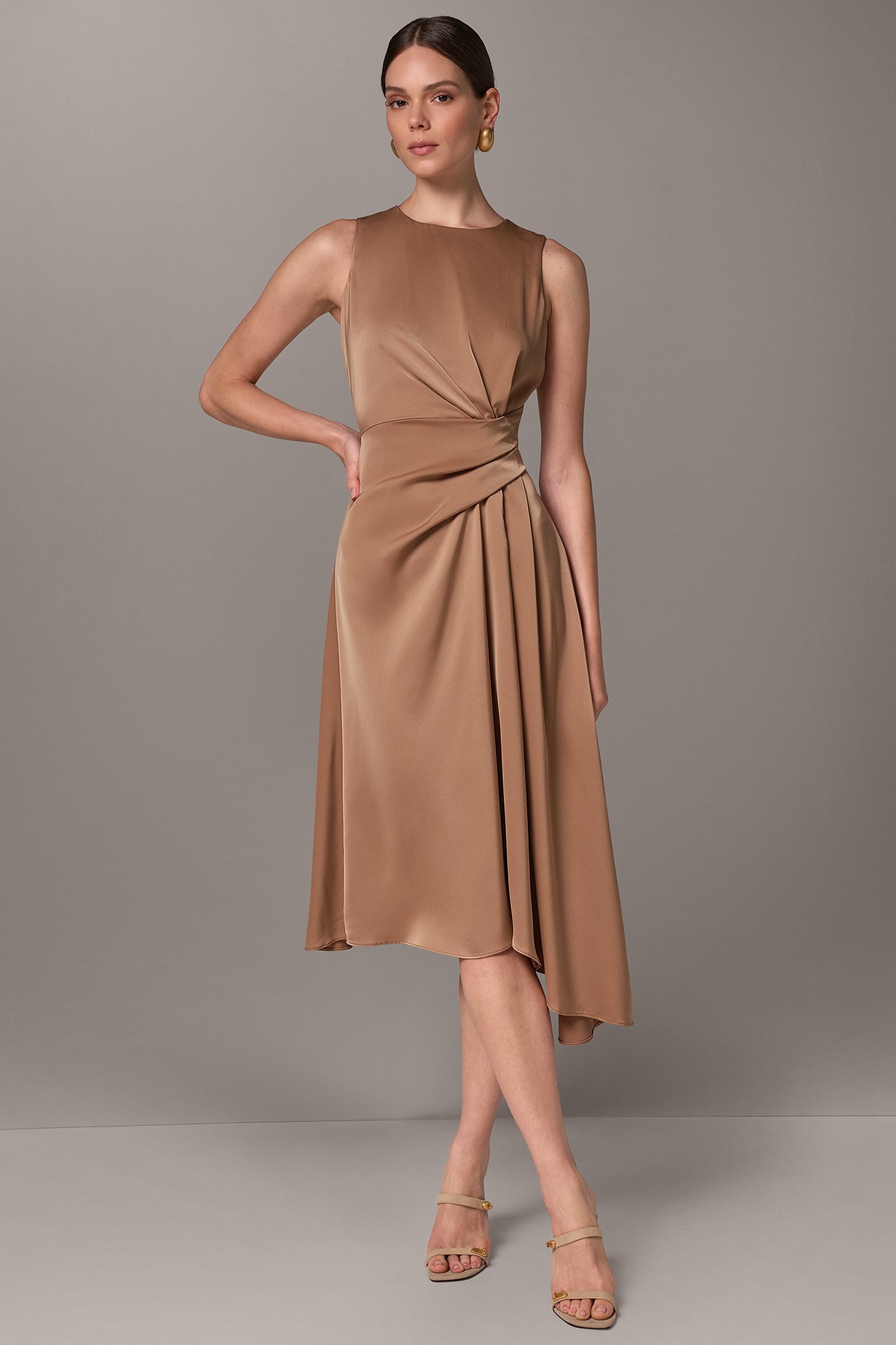 SATIN WRAP-EFFECT MIDI DRESS VIEW 8