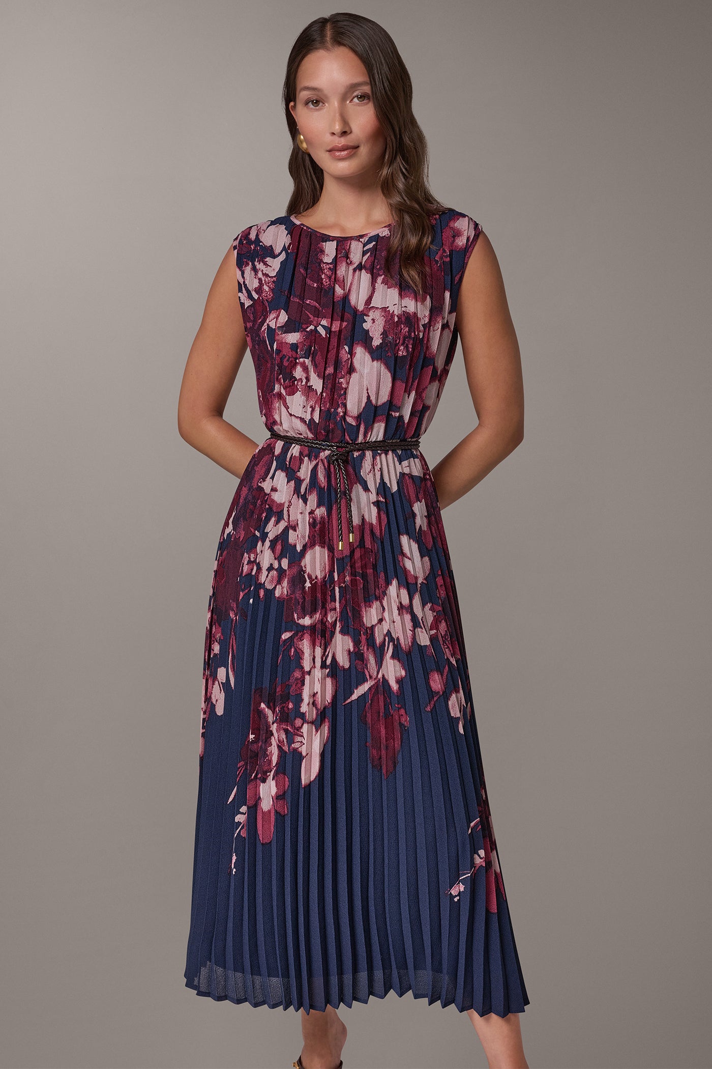 FLORAL CHIFFON MIDI A-LINE DRESS VIEW 4 | Event Dresses