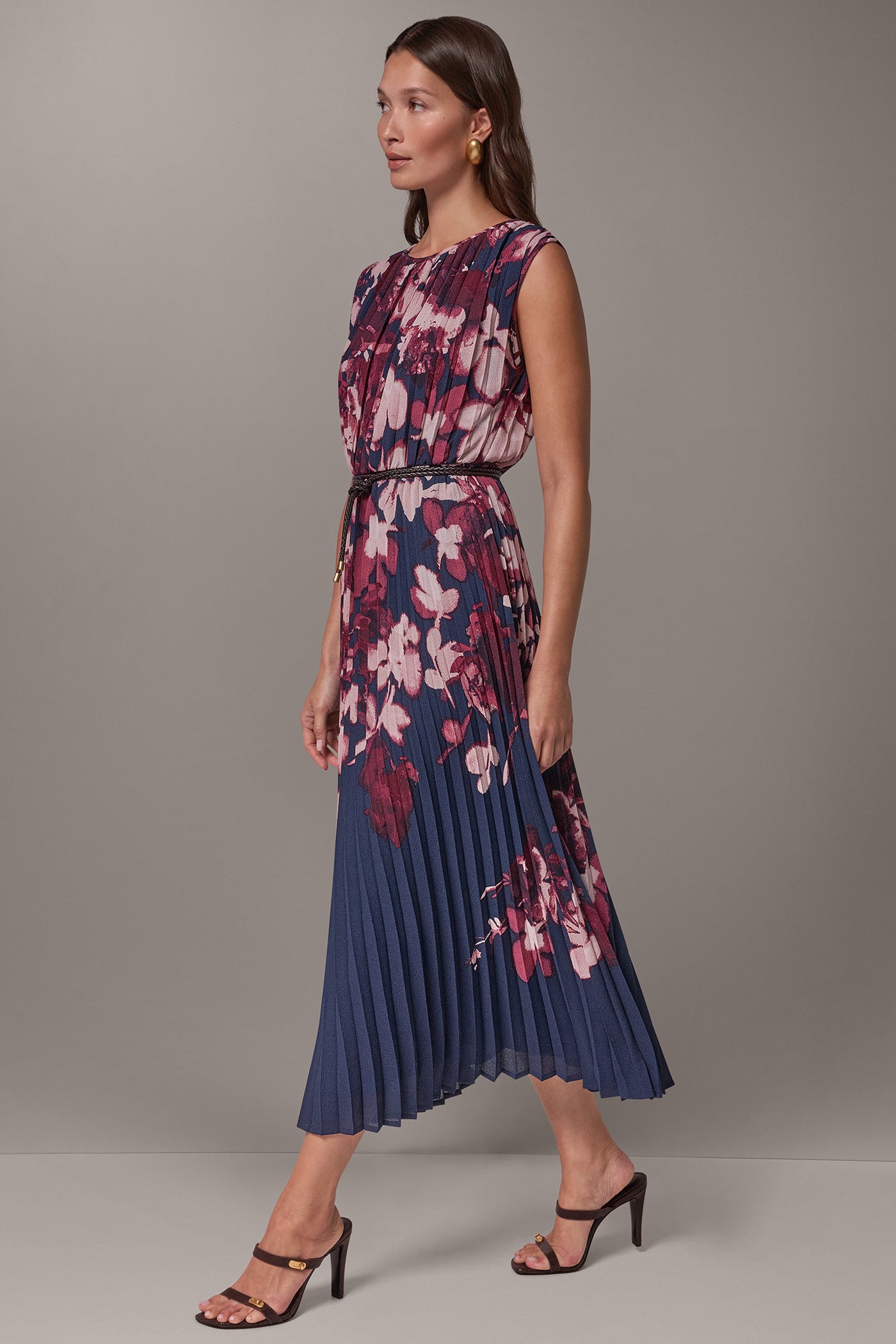 FLORAL CHIFFON MIDI A-LINE DRESS (alternate view)