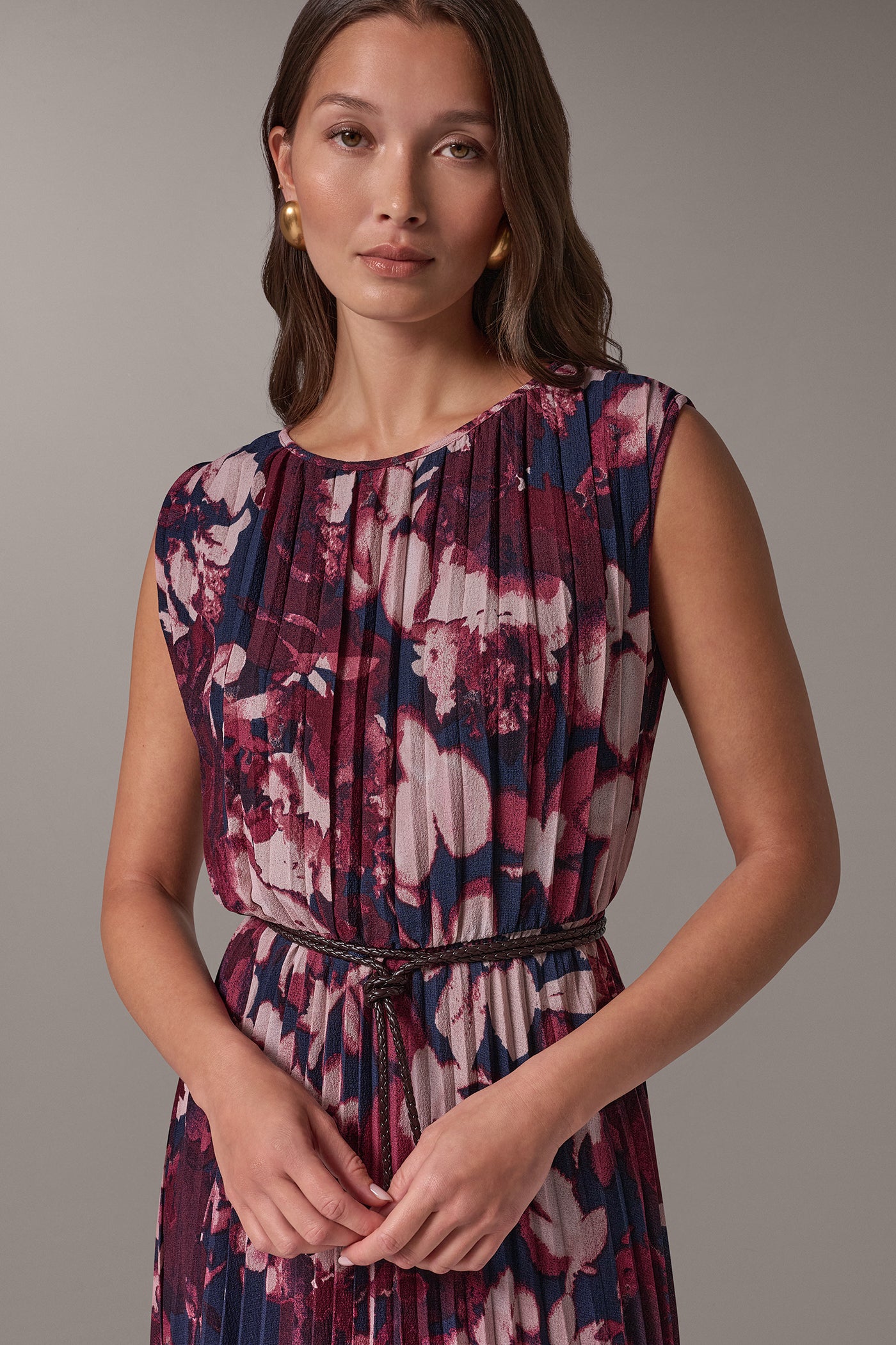 FLORAL CHIFFON MIDI A-LINE DRESS VIEW 5 | Event Dresses