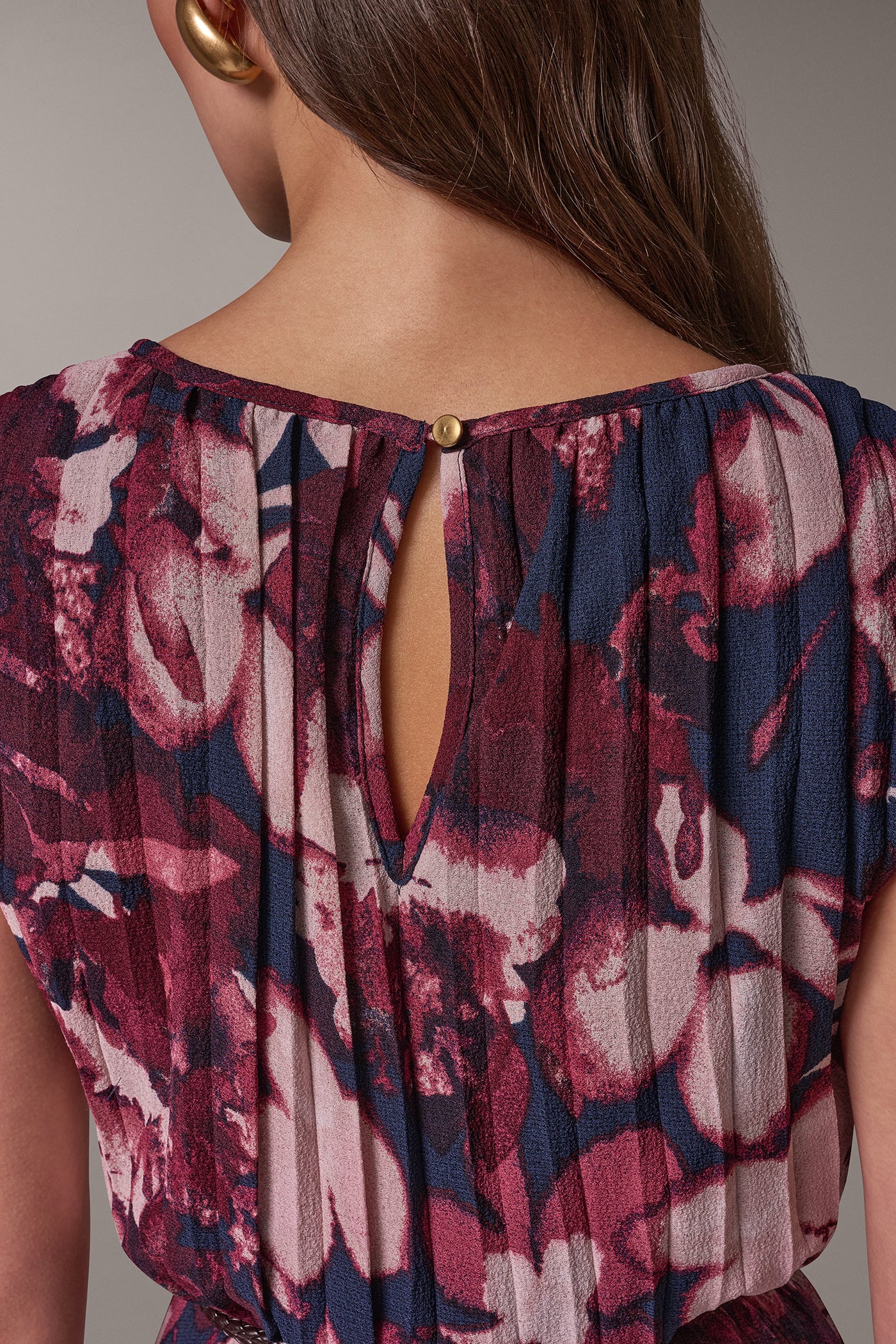 FLORAL CHIFFON MIDI A-LINE DRESS VIEW 8 | Event Dresses