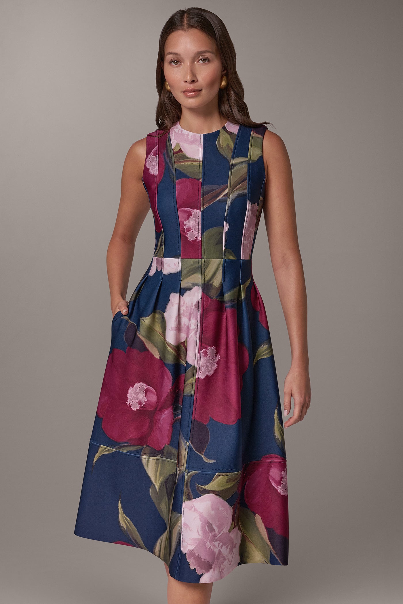 FLORAL MIDI FIT & FLARE DRESS VIEW 6