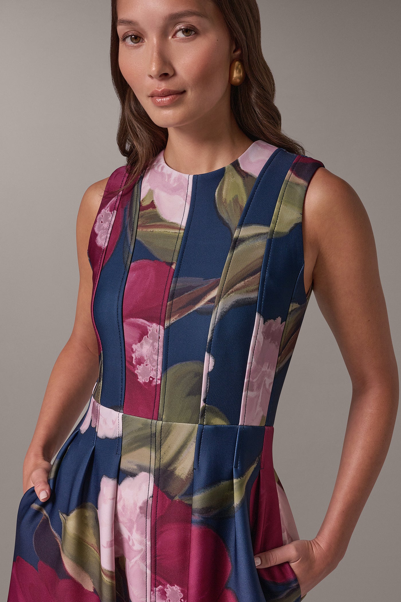 FLORAL MIDI FIT & FLARE DRESS VIEW 2