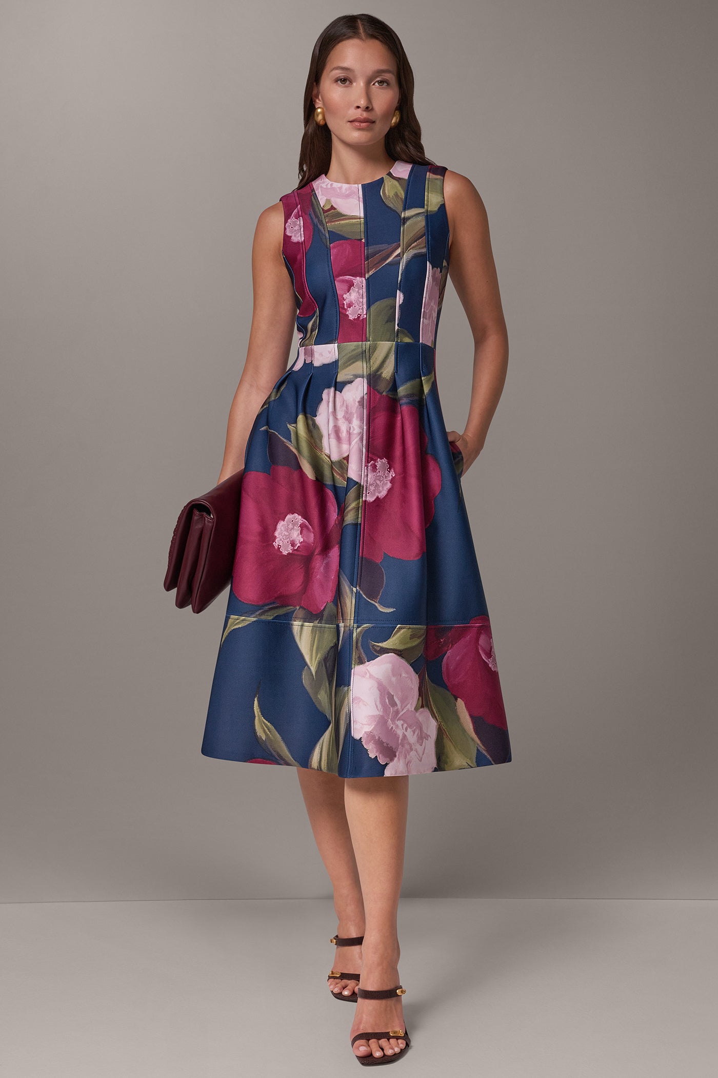 FLORAL MIDI FIT & FLARE DRESS VIEW 8