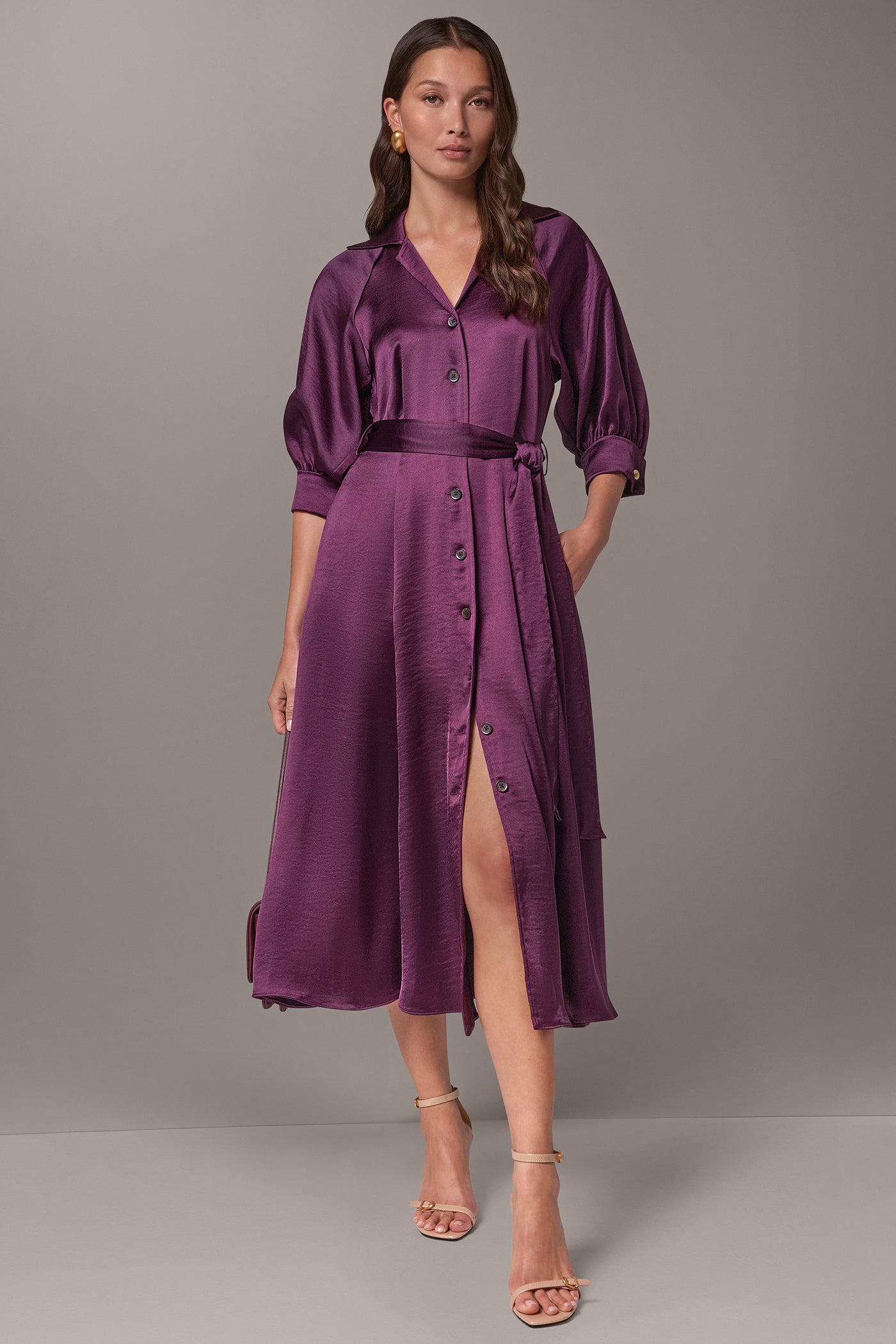 SATIN MIDI SHIRT DRESS VIEW 7