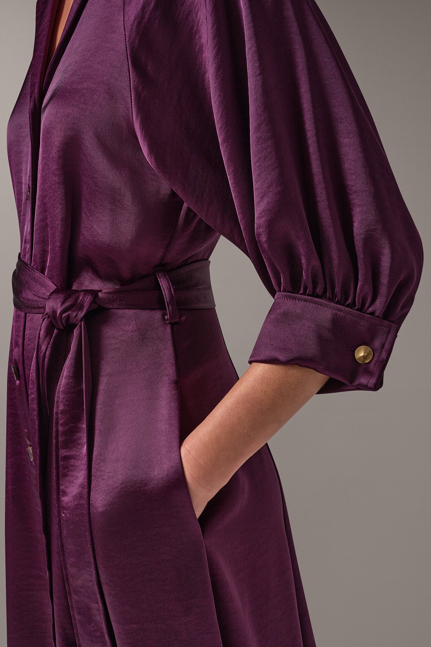 SATIN MIDI SHIRT DRESS VIEW 4