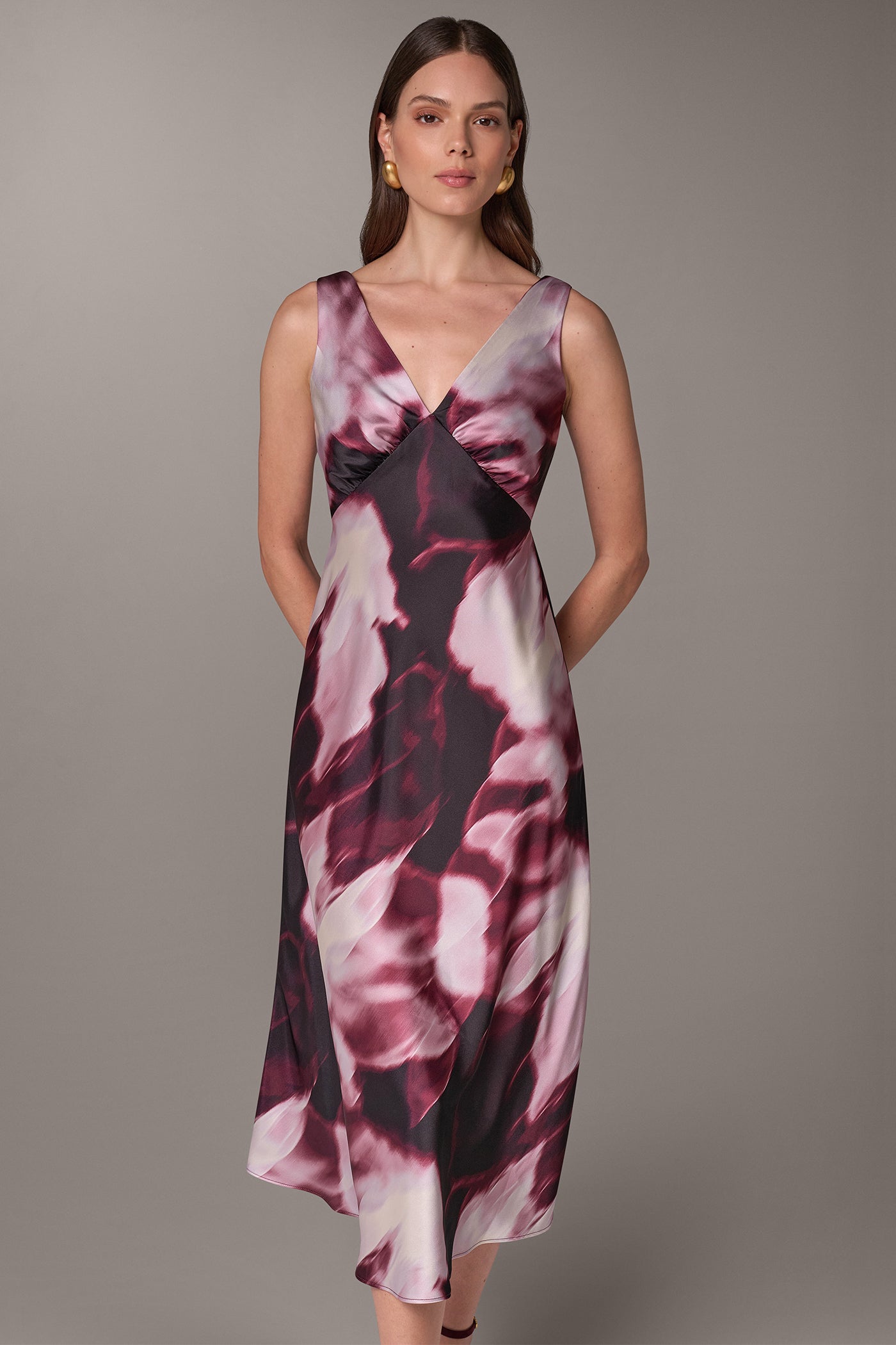 V-NECK FLORAL A-LINE DRESS VIEW 5