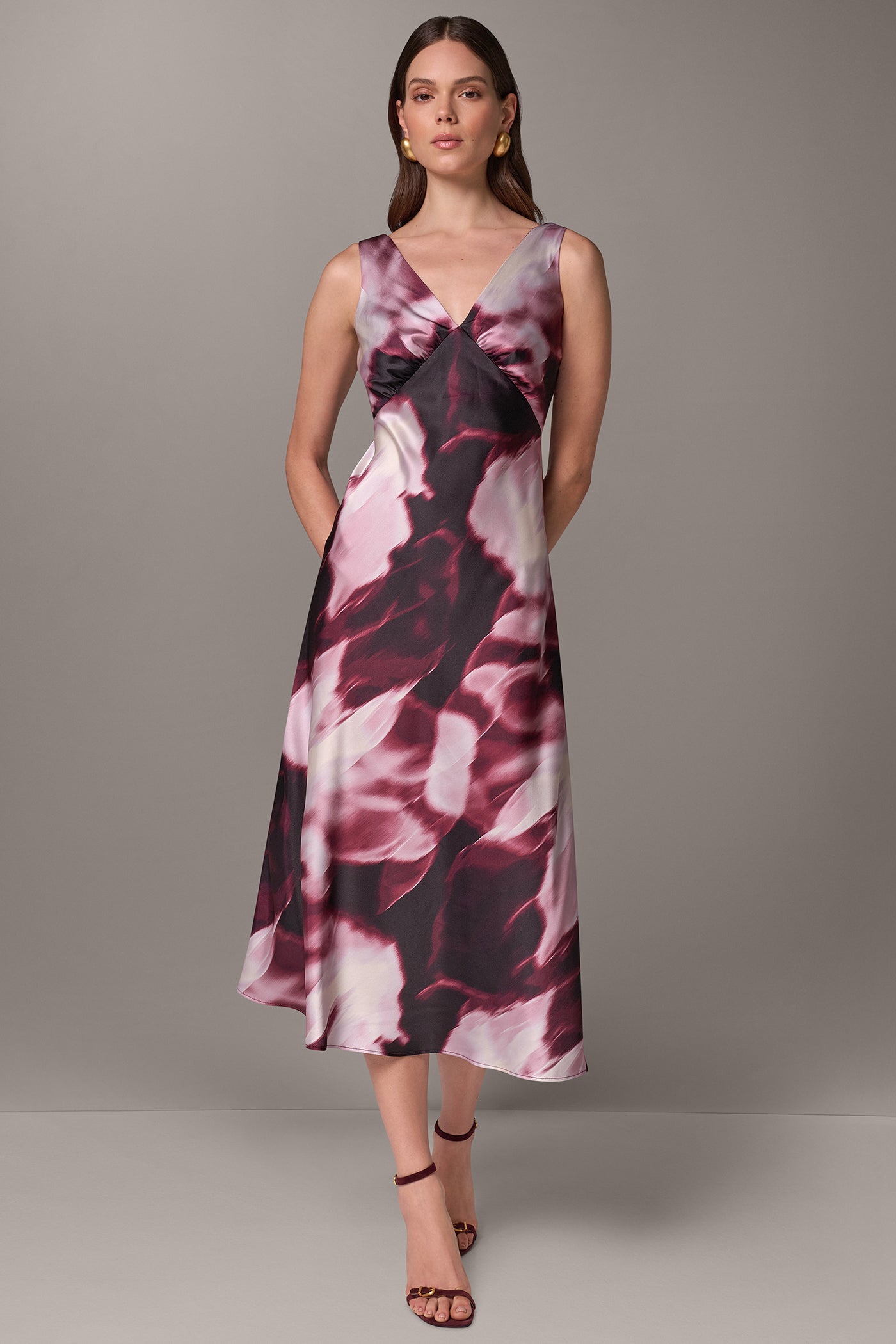 V-NECK FLORAL A-LINE DRESS VIEW 1