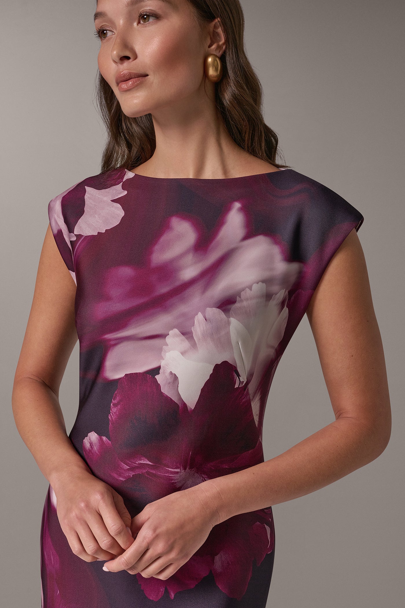 FLORAL CAP SLEEVE BOATNECK SHEATH VIEW 4