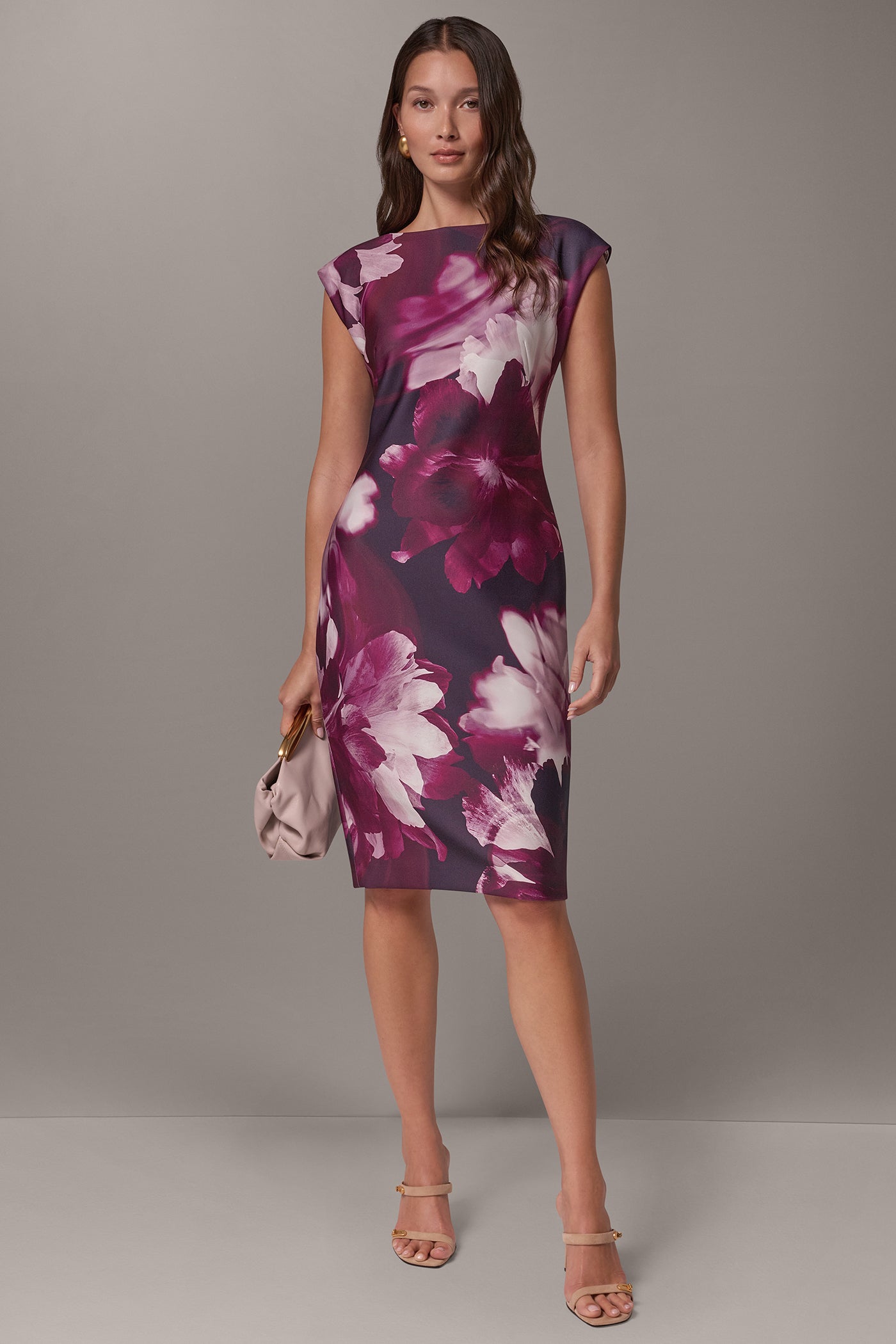 FLORAL CAP SLEEVE BOATNECK SHEATH VIEW 7