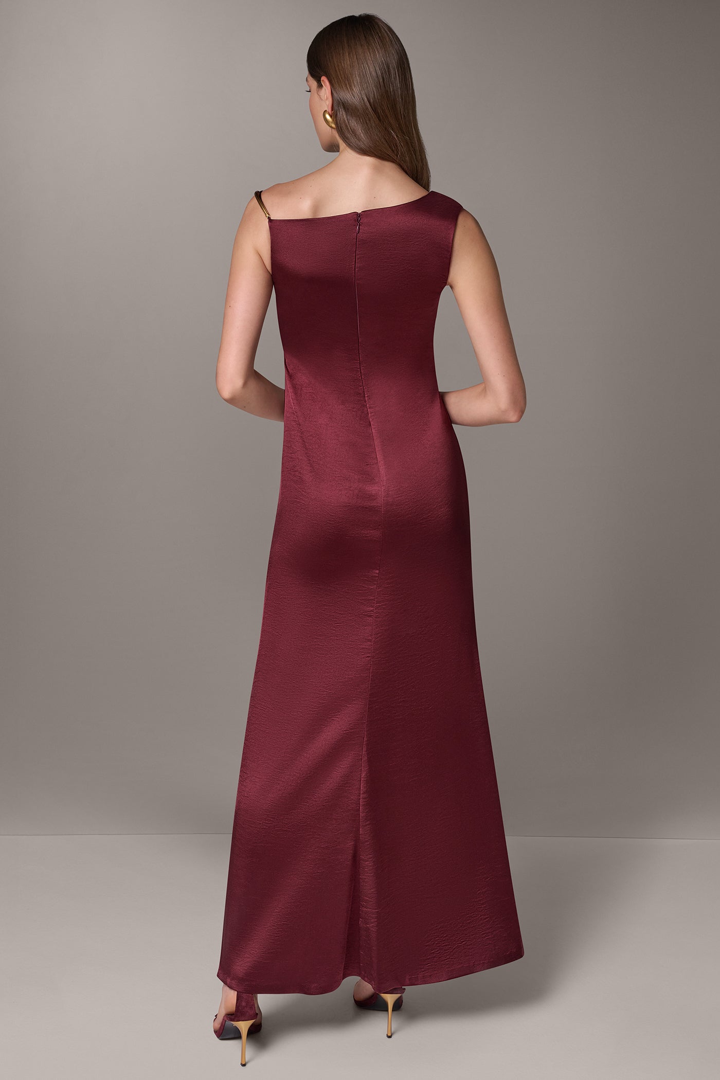 ASYMMETRIC COWL NECK MAXI DRESS VIEW 3