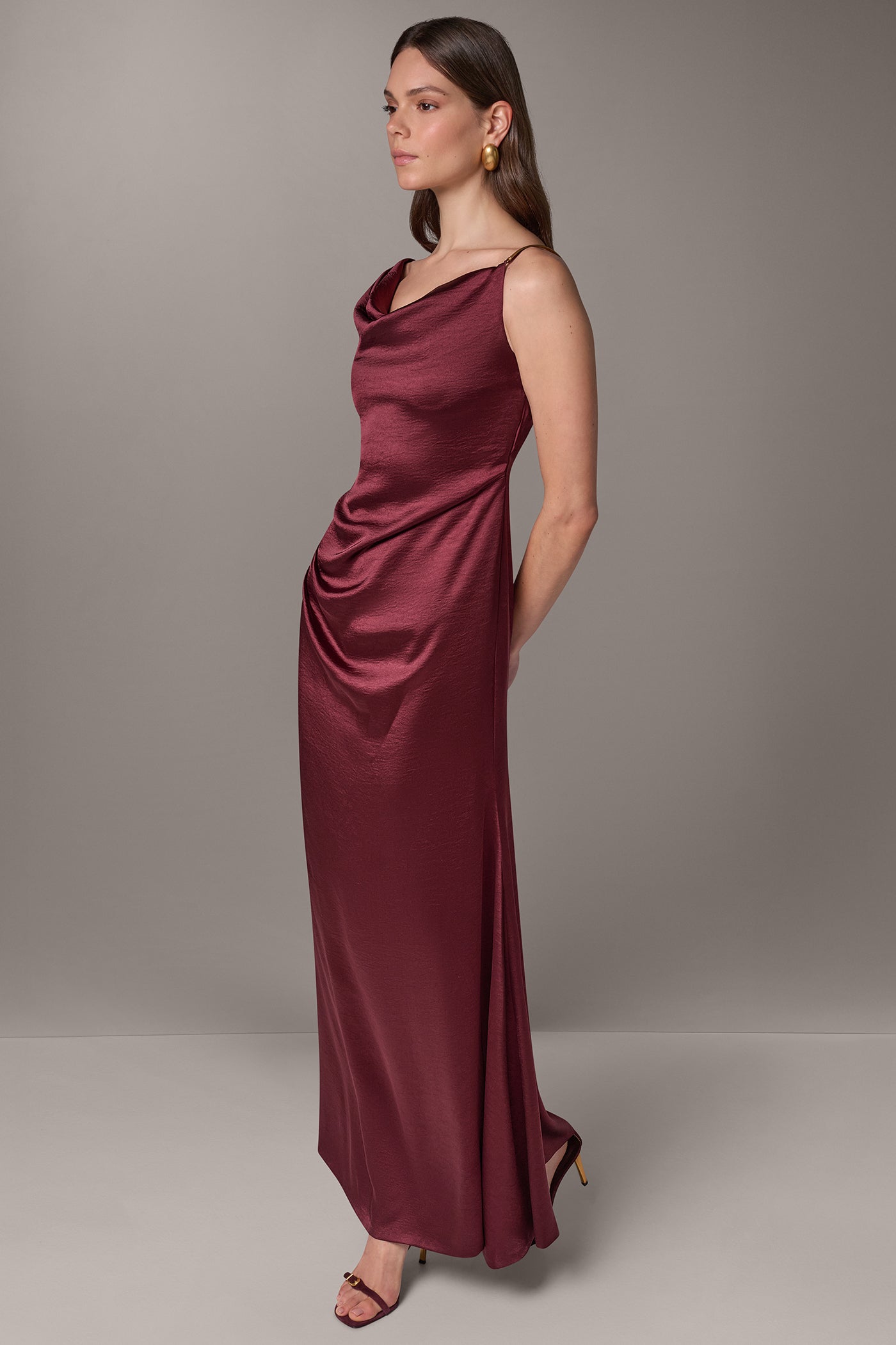ASYMMETRIC COWL NECK MAXI DRESS VIEW 4
