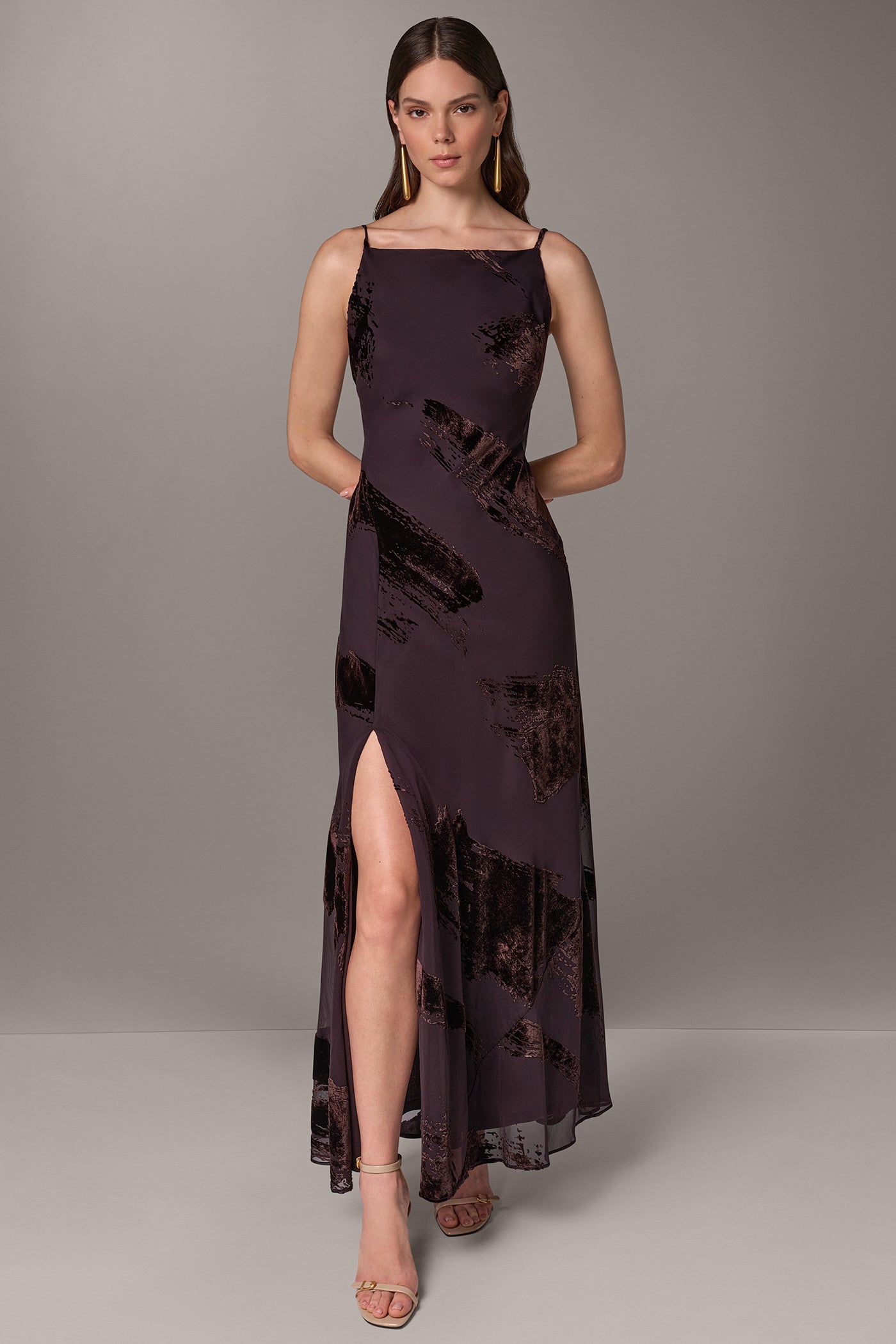 VELVET BURNOUT LOW V-BACK GOWN VIEW 9