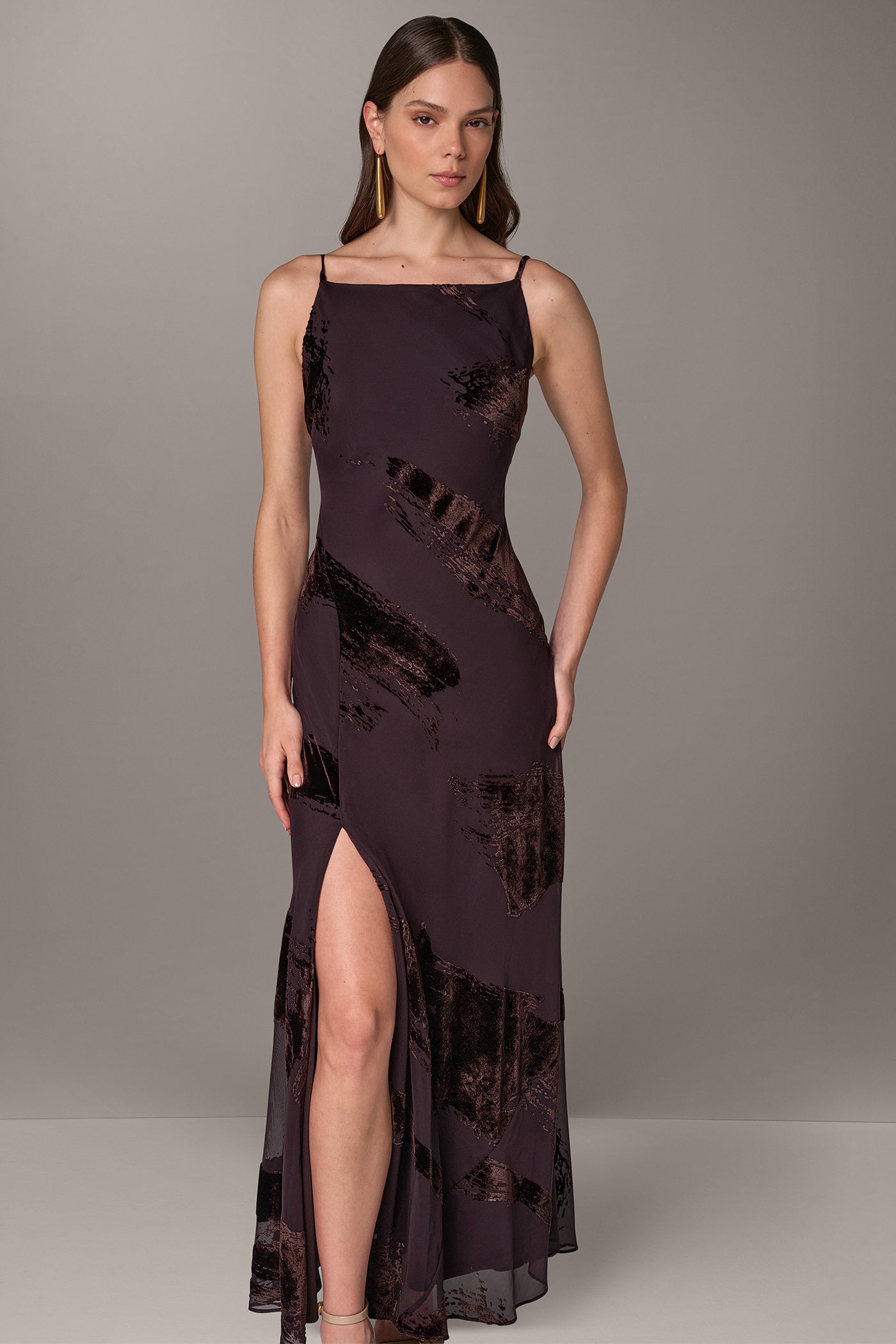 VELVET BURNOUT LOW V-BACK GOWN VIEW 5
