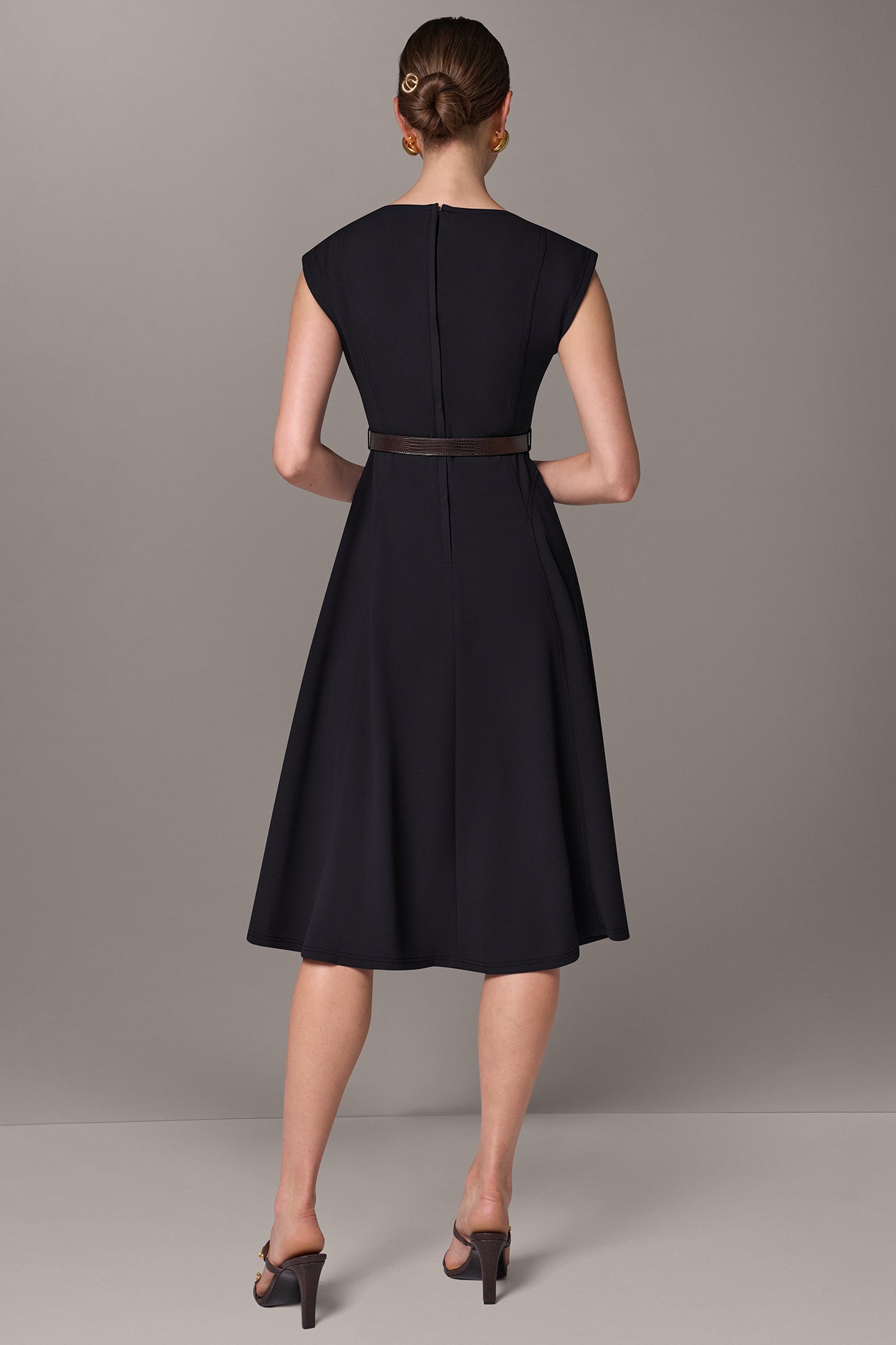 CAP SLEEVE BOATNECK MIDI DRESS VIEW 3